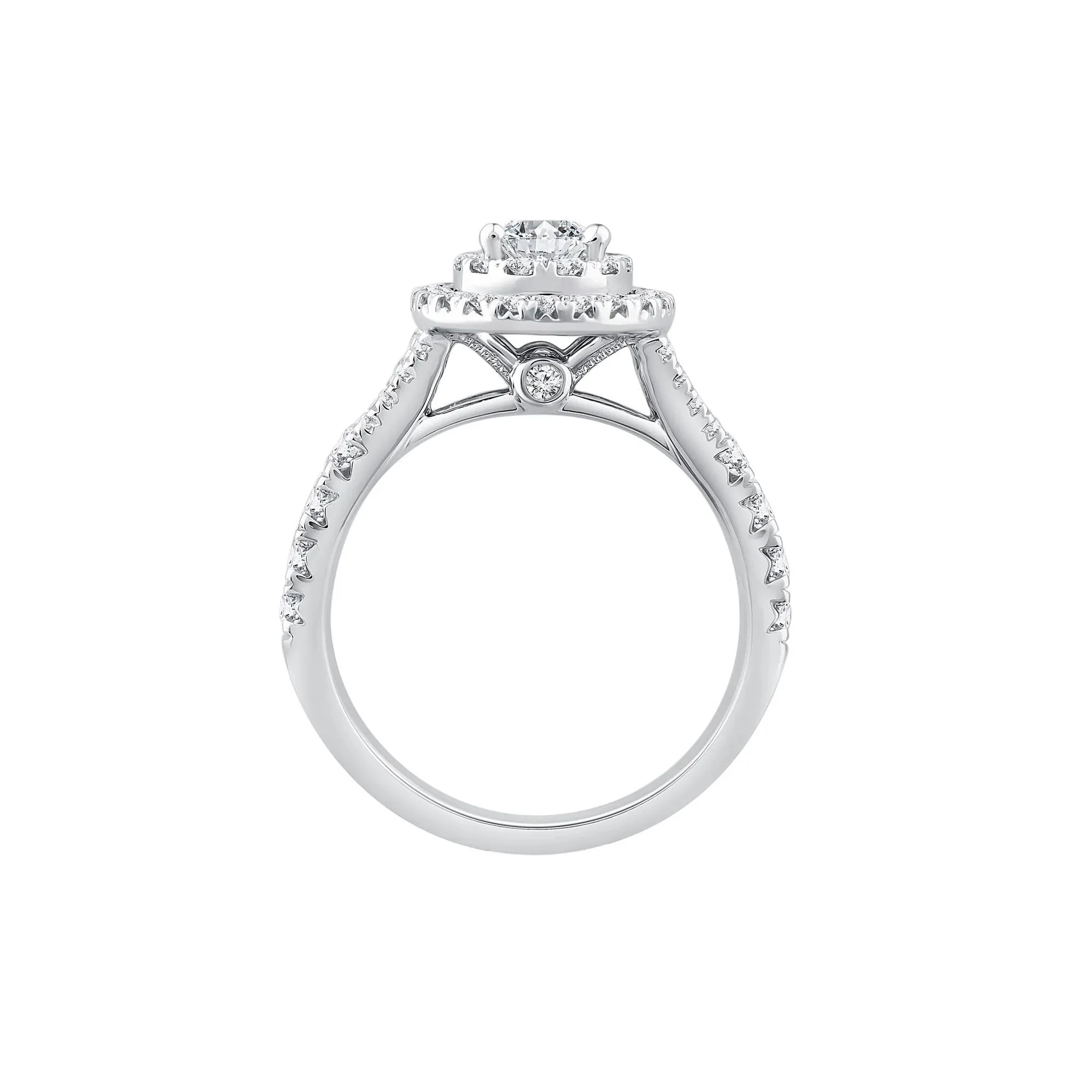 1/4 CT. Tw. Pear-Shaped Diamond Double Halo Engagement Ring 14K White Gold Round Brilliant Cut Size 8 1mm - Image 2