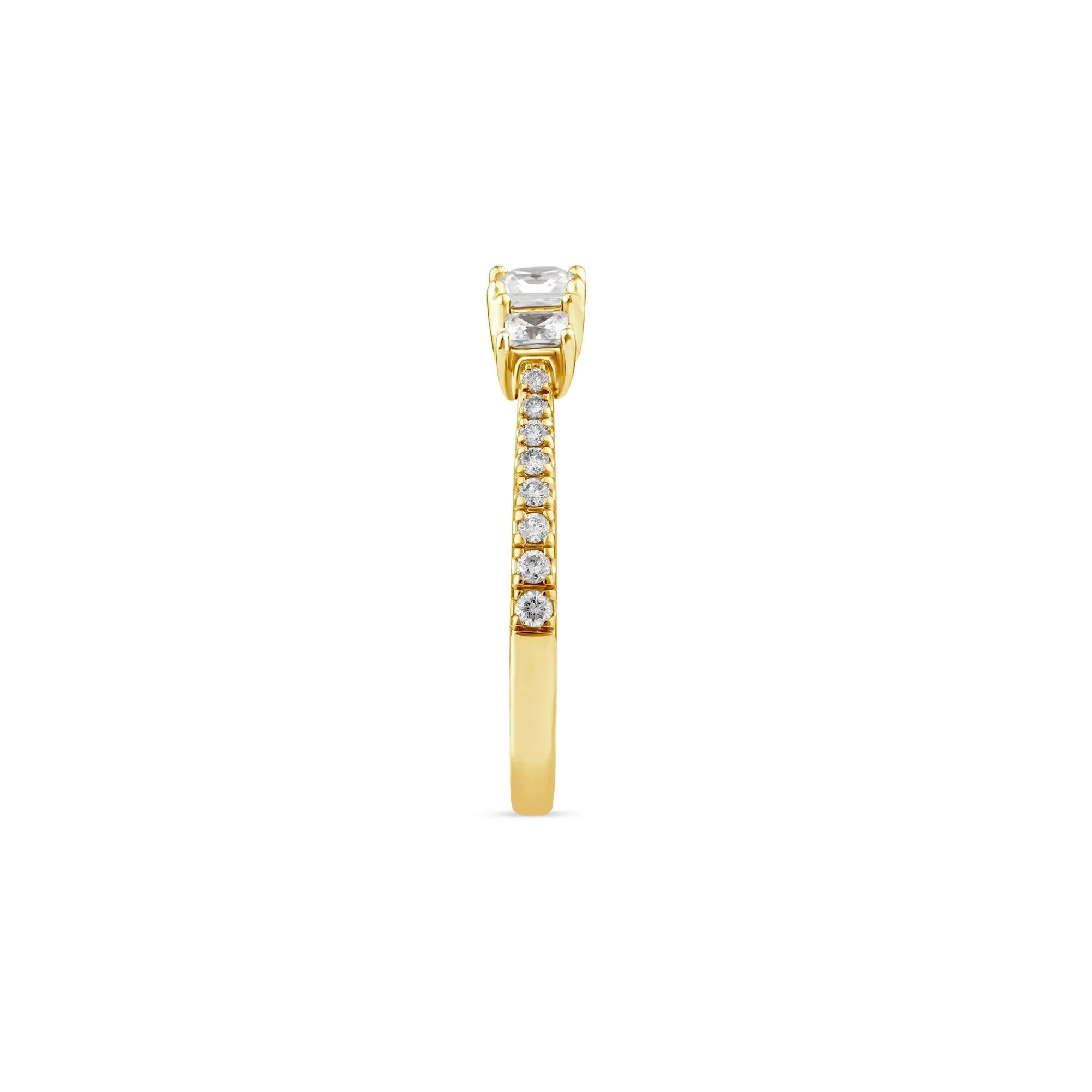 3/4 CT. Tw. Diamond Three-Stone Engagement Ring 14K Yellow Gold Round Brilliant Cut Size 6 1.5mm - Image 2
