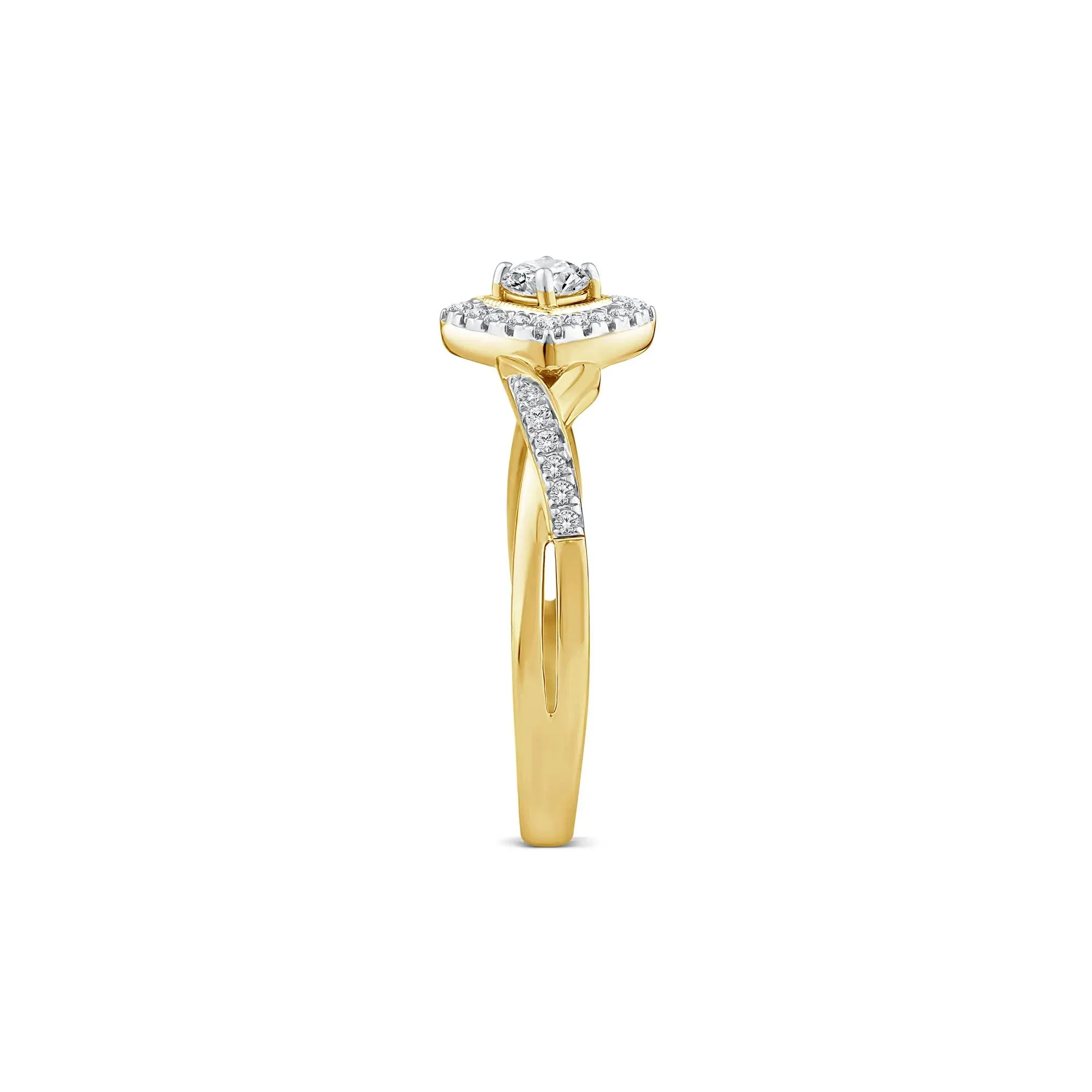 1/3 CT. Tw. Diamond Halo Promise Ring 10K Yellow Gold Size 9 1mm - Image 2