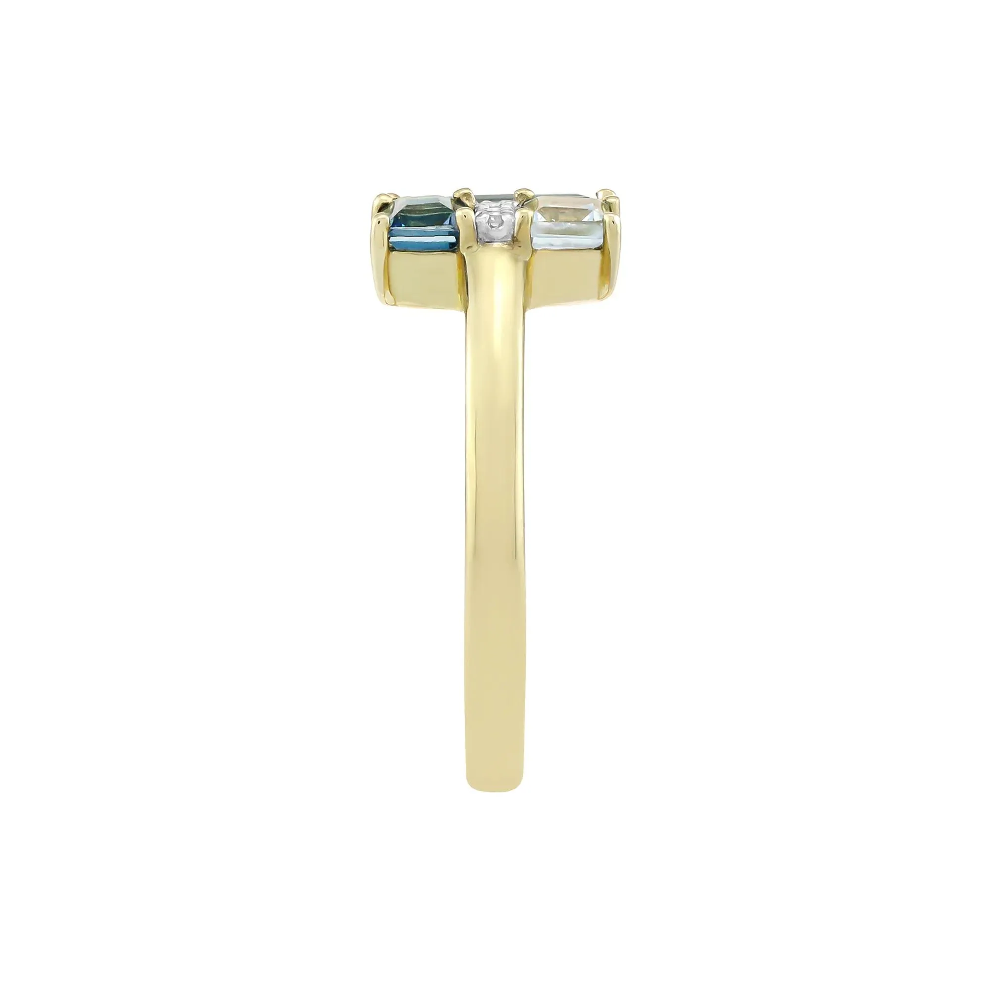 Blue Topaz London Blue Topaz and Diamond Accent Ring 10K Yellow Gold Size 7 2mm - Image 3