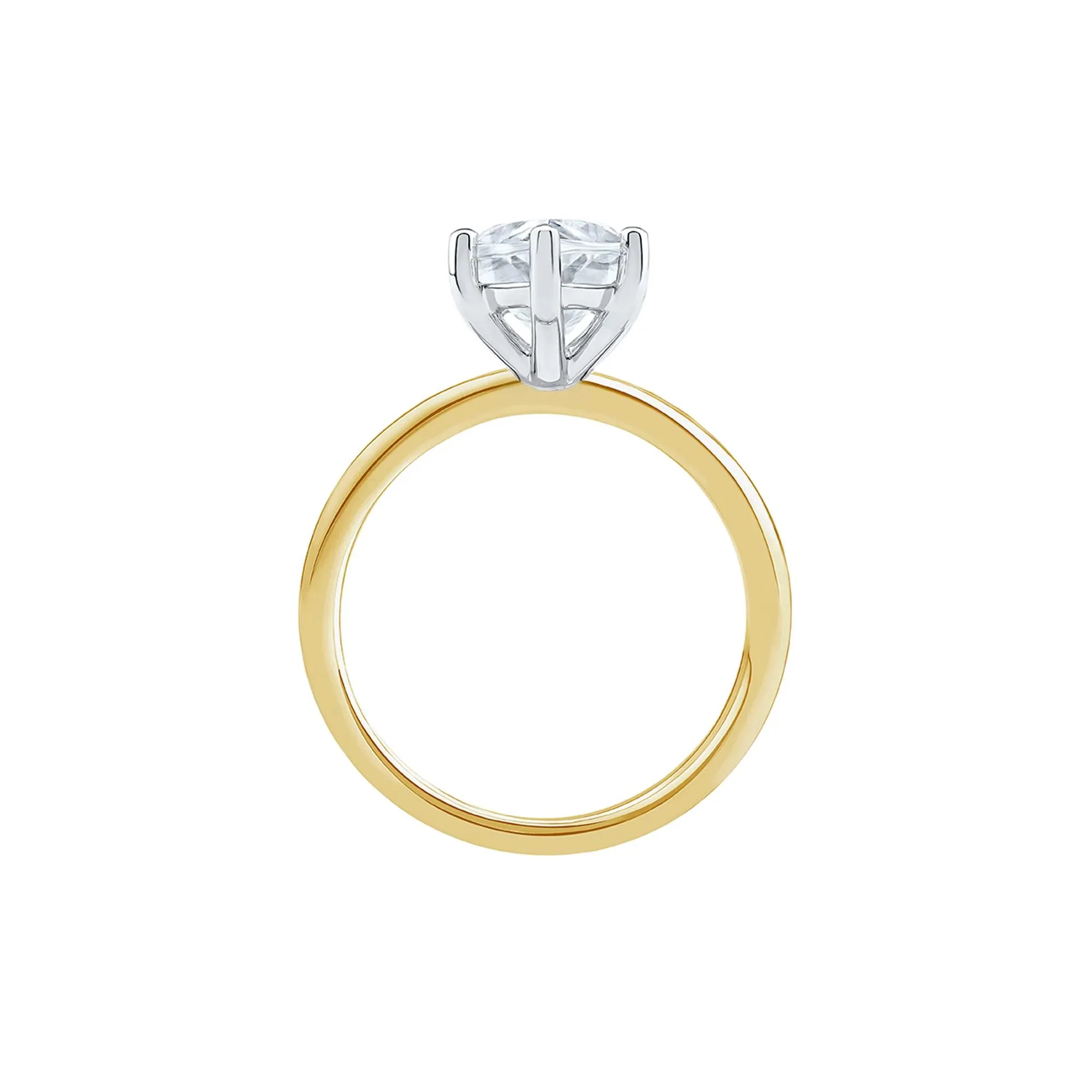Lab Grown Diamond Solitaire Marquise Engagement Ring 14K White & Yellow Gold (3 CT.) Size 5.5 2mm - Image 4