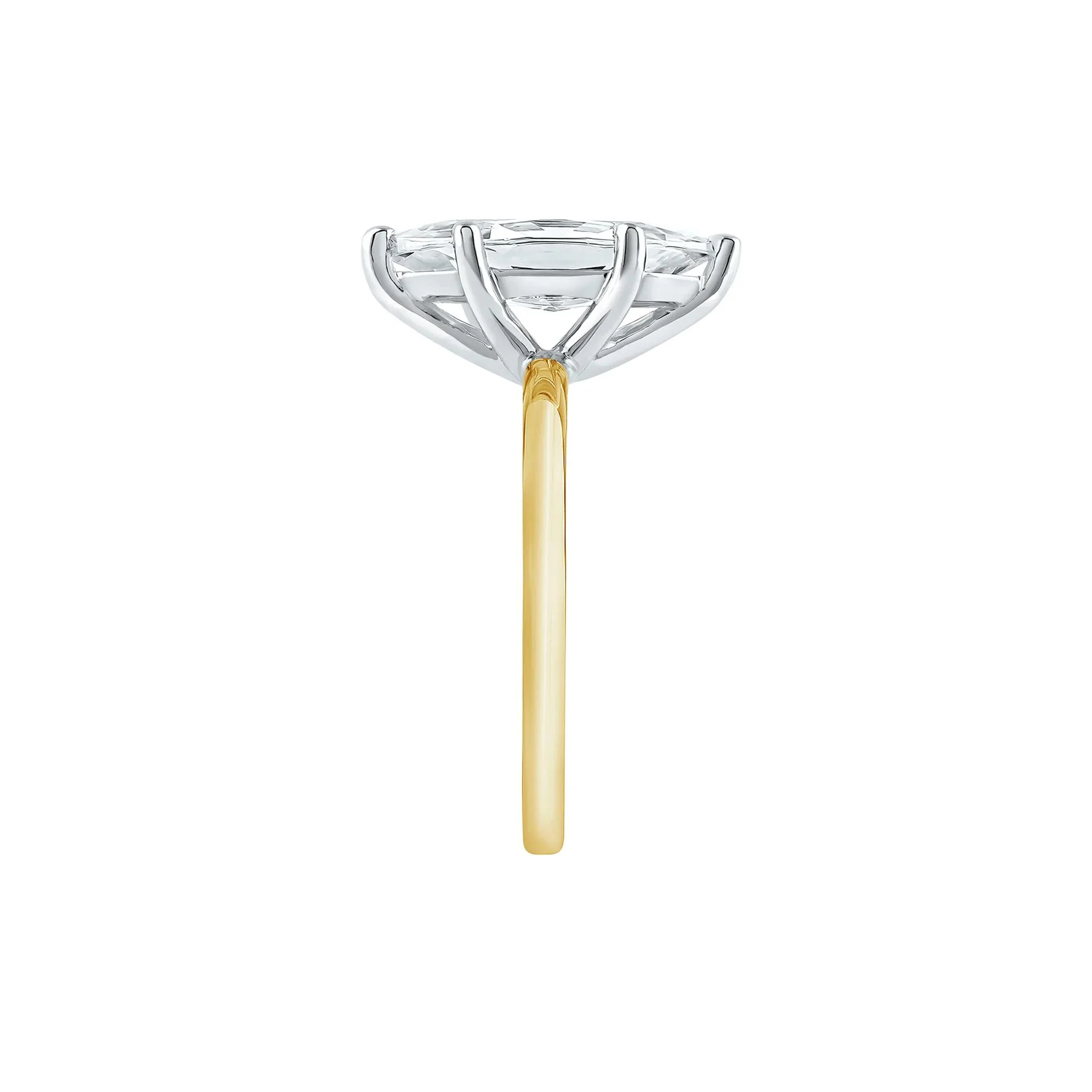 Lab Grown Diamond Solitaire Marquise Engagement Ring 14K White & Yellow Gold (3 CT.) Size 7.5 2mm - Image 2