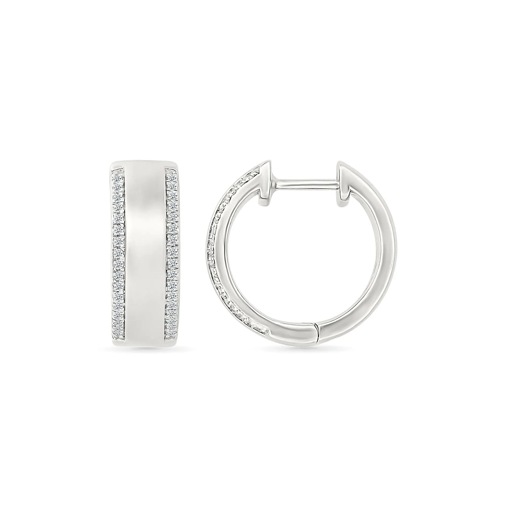 1/5 CT. Tw. Diamond Hoops .925 Sterling .925 Sterling Silver Earring White Size 6.00mm - Image 2