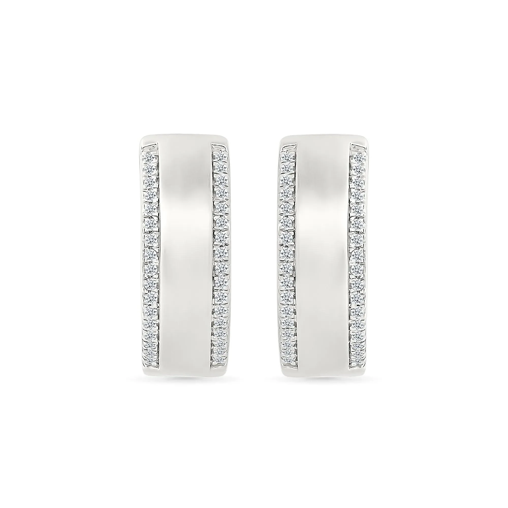 1/5 CT. Tw. Diamond Hoops .925 Sterling .925 Sterling Silver Earring White Size 6.00mm - Image 3