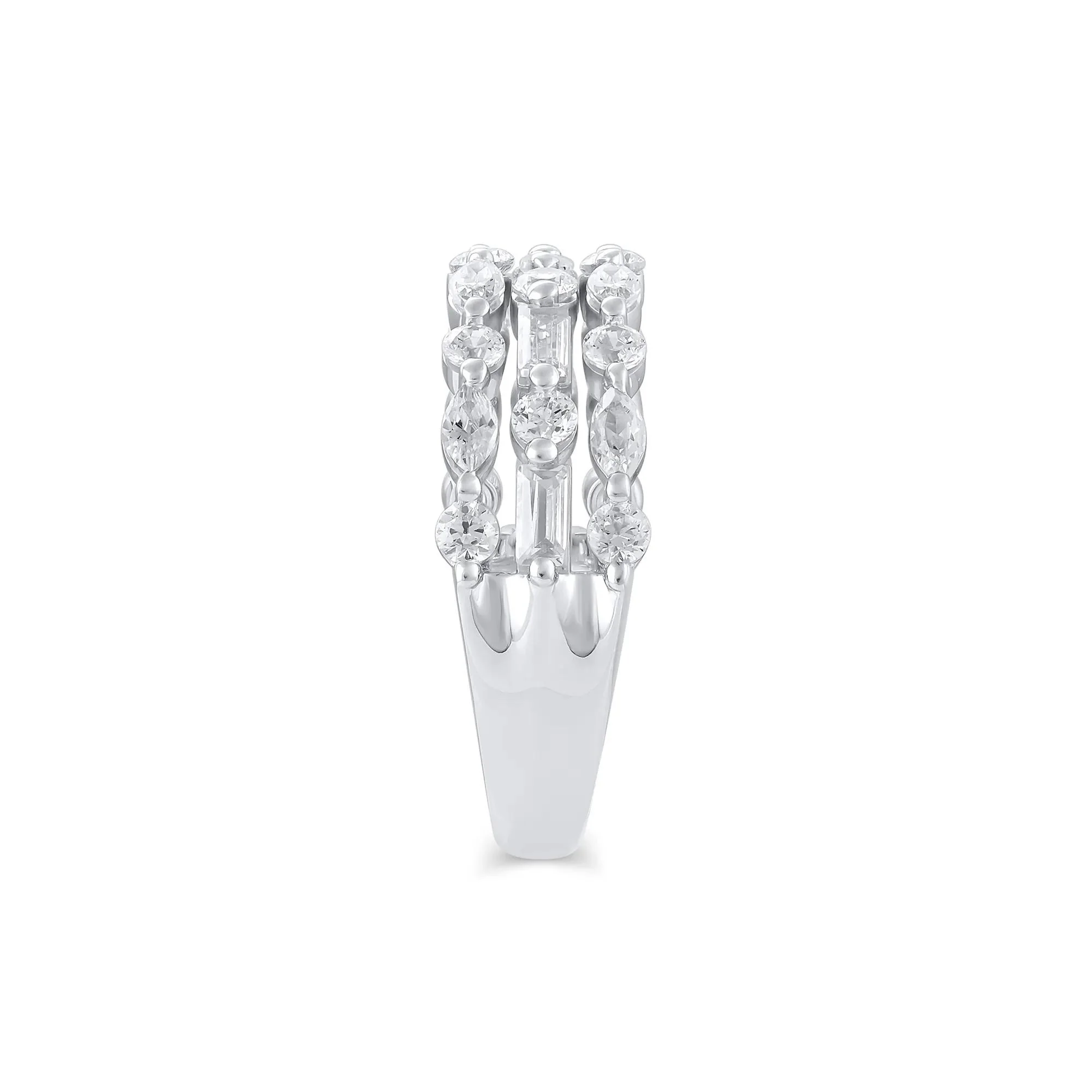 Multi-Shape Three-Row Lab Grown Diamond Band Ring White Size 6 - Image 2