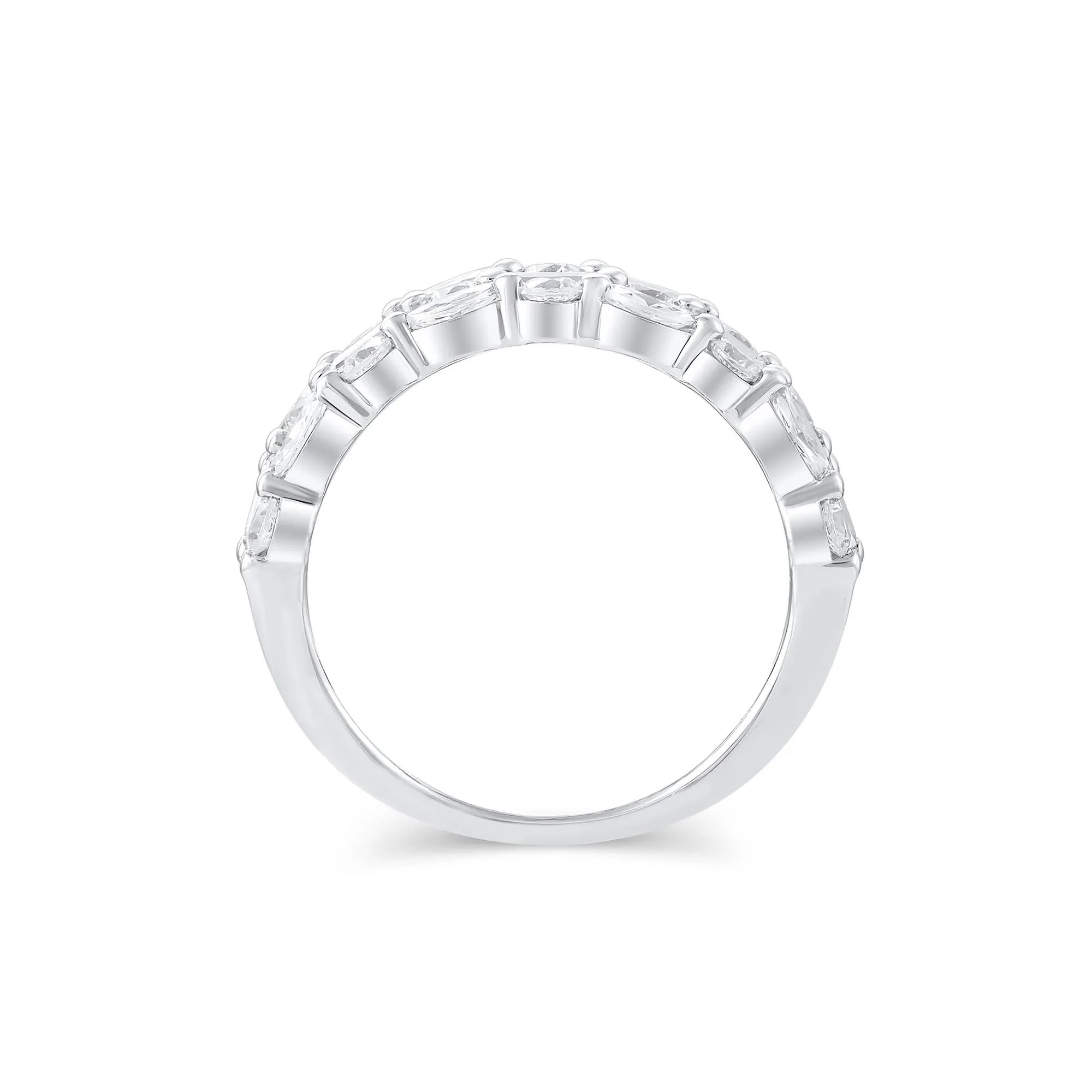 Multi-Shape Three-Row Lab Grown Diamond Band Ring White Size 9 - Image 3