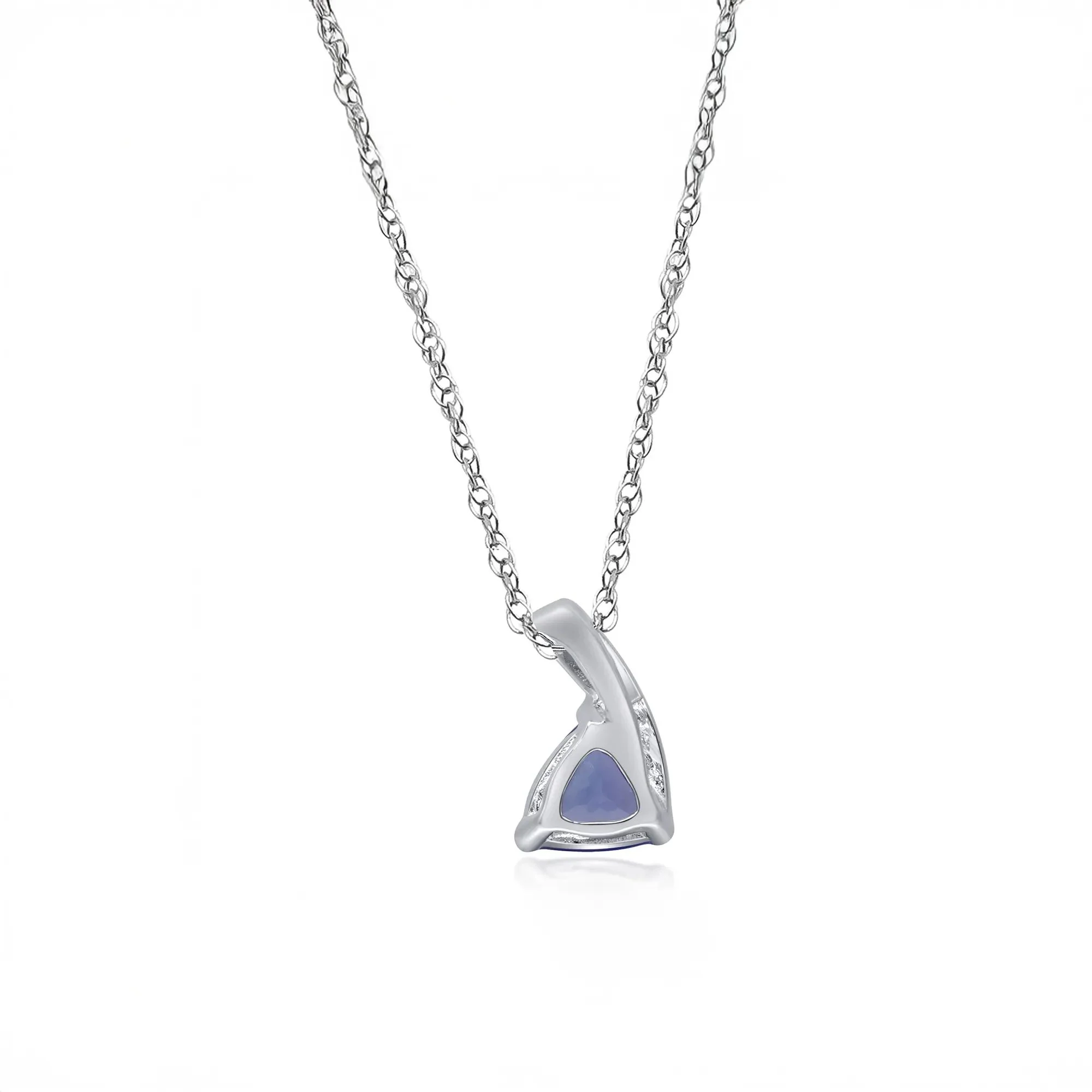 Tanzanite and Diamond Pendant Necklace .925 Sterling Silver White Size 18" - Image 3