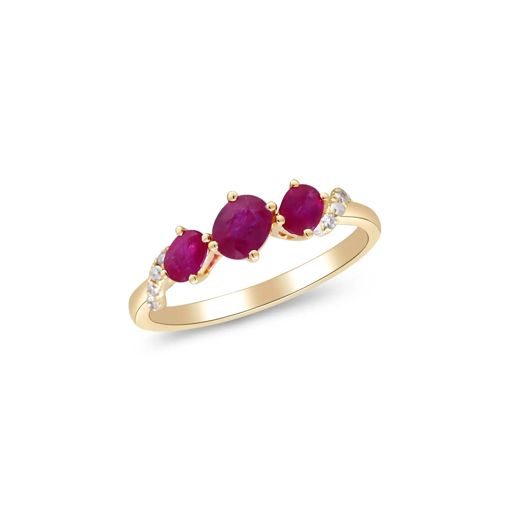 Ruby and Diamond Accent Ring 10K White Gold Round Brilliant Cut Yellow Size 6.5 2mm - Image 4