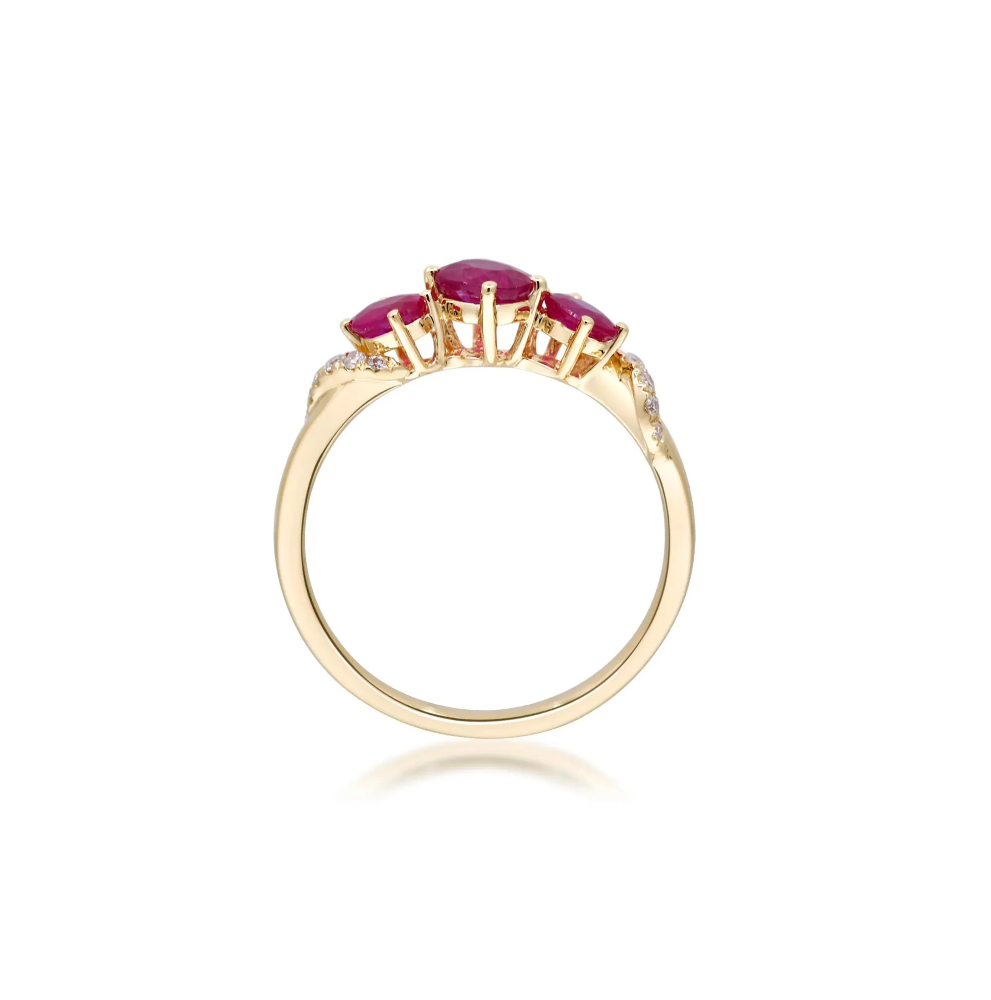 Ruby and Diamond Accent Ring 10K White Gold Round Brilliant Cut Yellow Size 9 2mm - Image 2