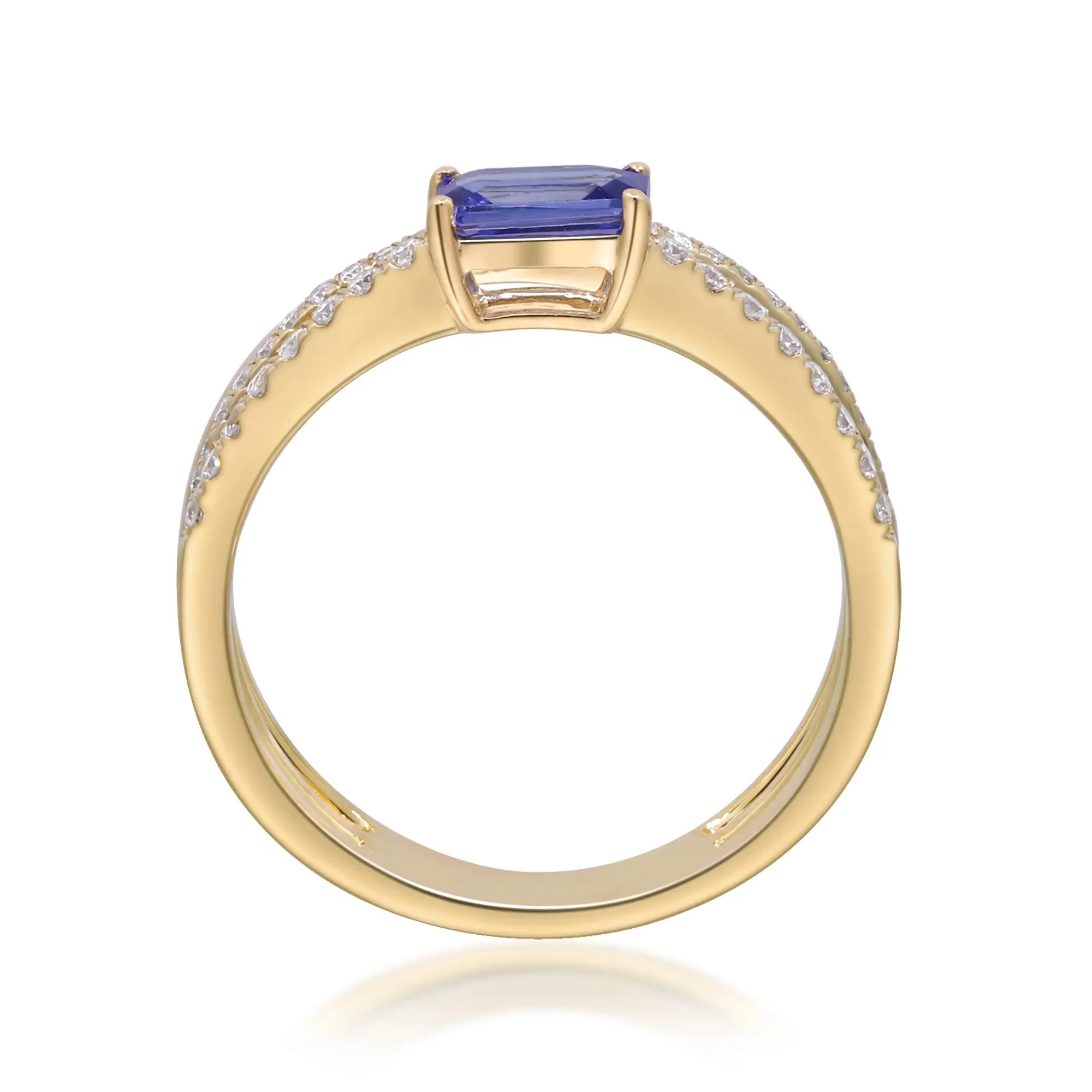 1/4 CT. Tw. Tanzanite and Diamond Crossover Ring 10K Yellow Gold Size 7.5 2mm - Image 2