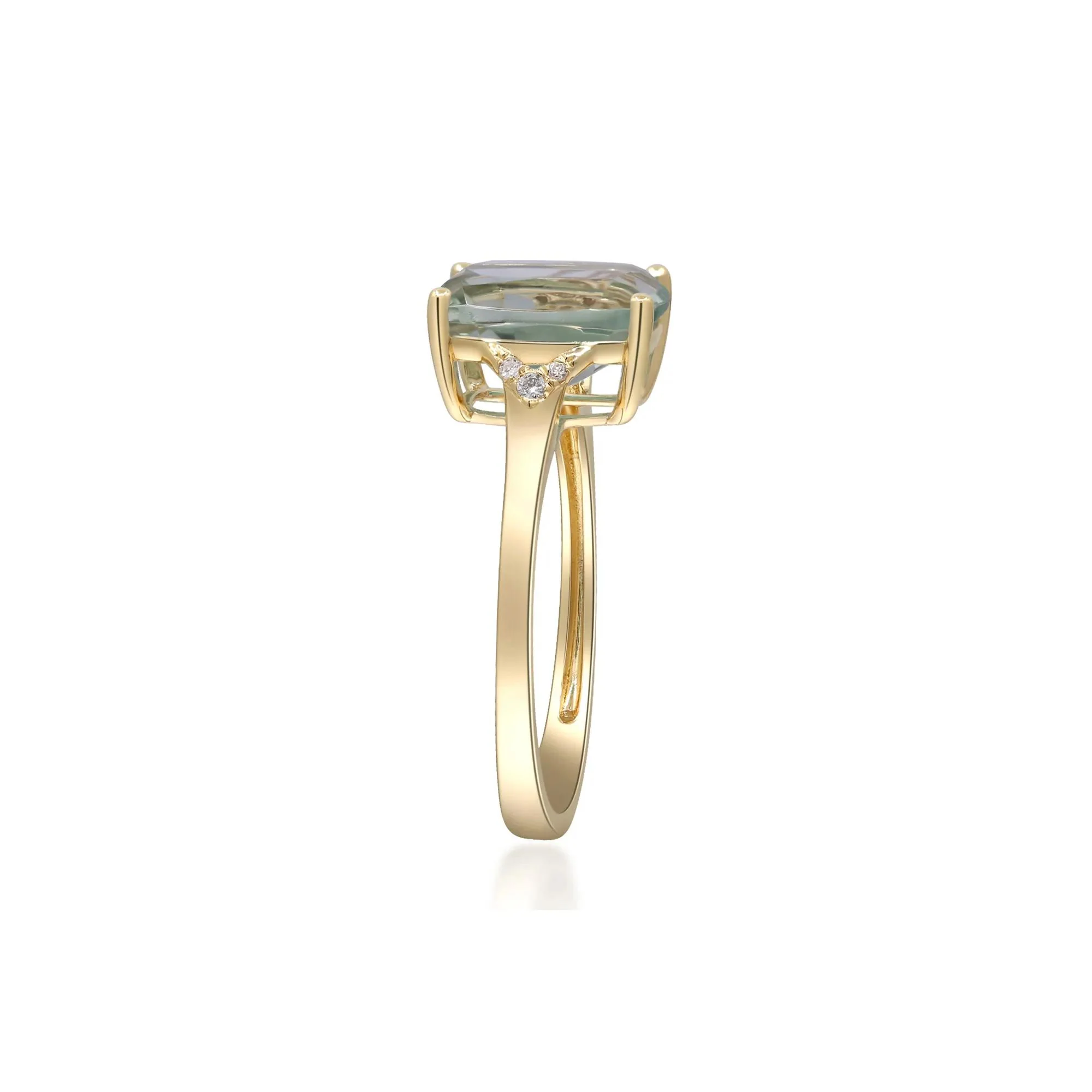 Green Amethyst and Diamond Accent Ring 10K Yellow Gold Size 6 2mm - Image 2