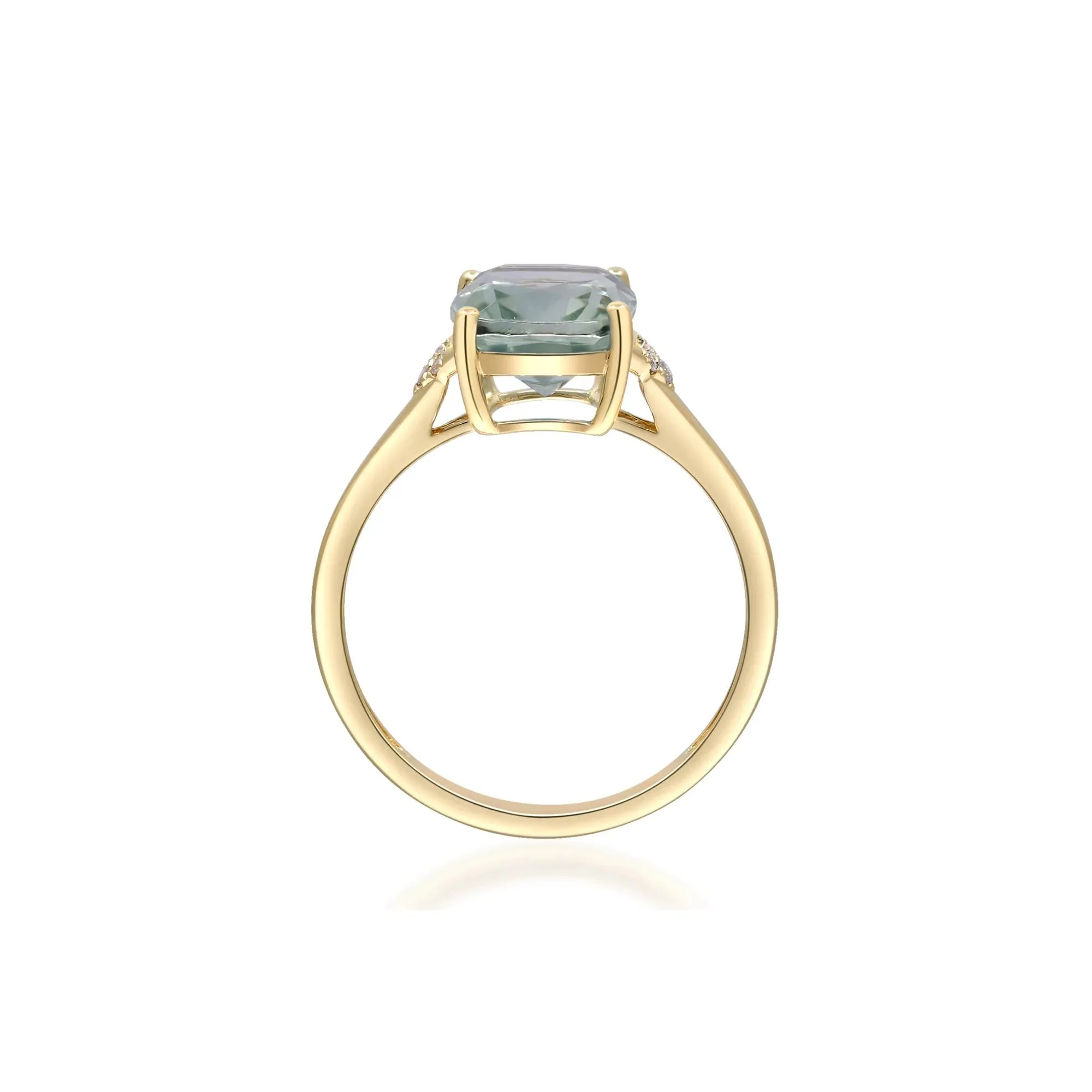 Green Amethyst and Diamond Accent Ring 10K Yellow Gold Size 9.5 2mm - Image 3