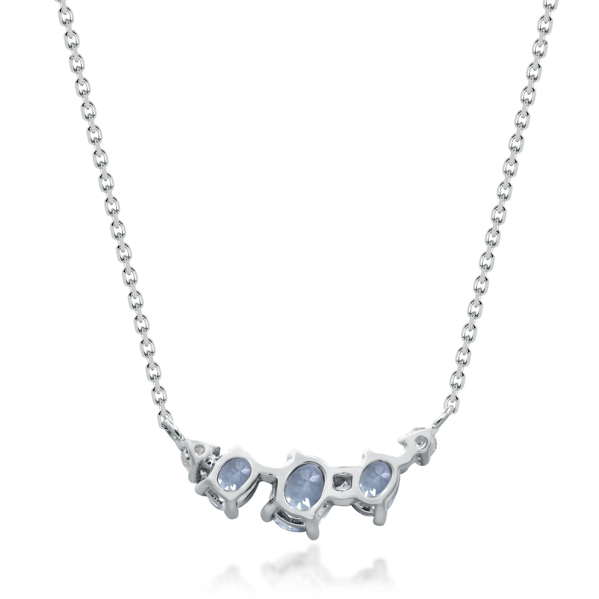 Aquamarine and Diamond Accent Pendant Necklace 10K White Gold Size 18" - Image 3