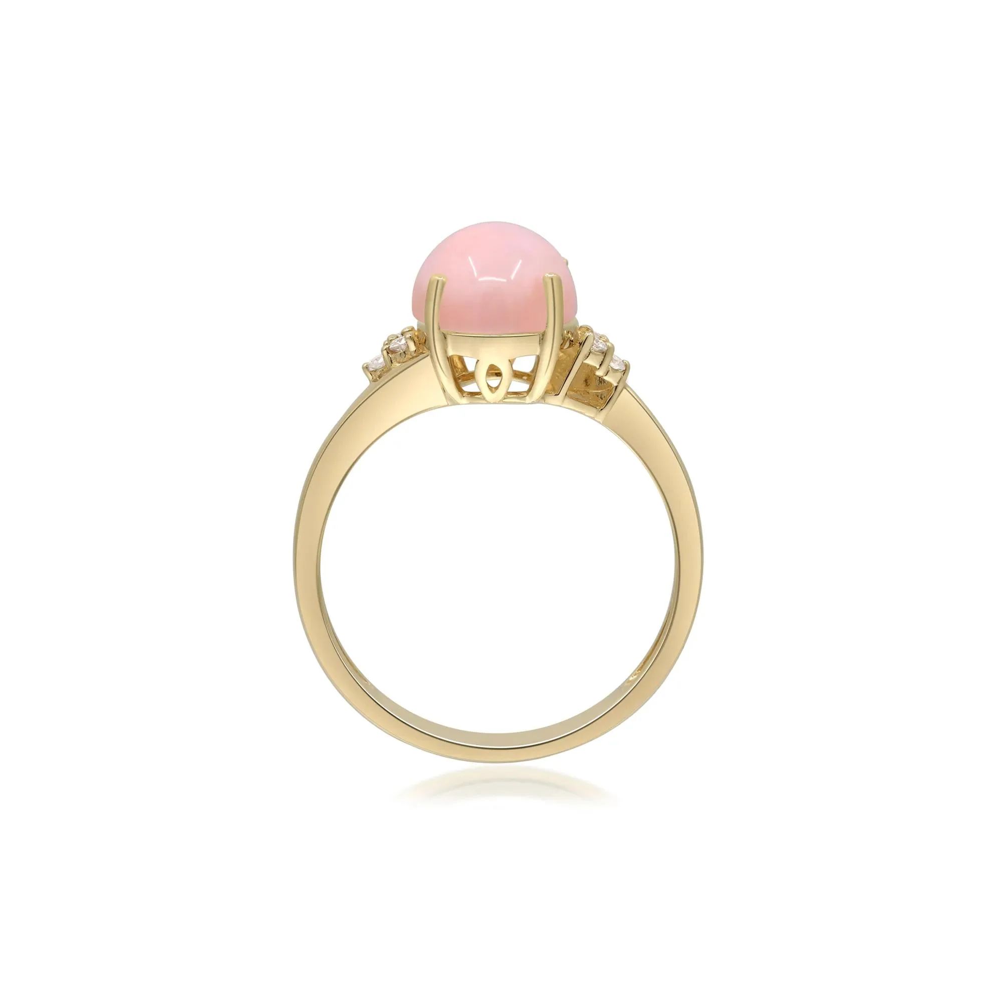 Pink Opal and Diamond Accent Ring 10K Yellow Gold Size 8.5 2mm - Image 2