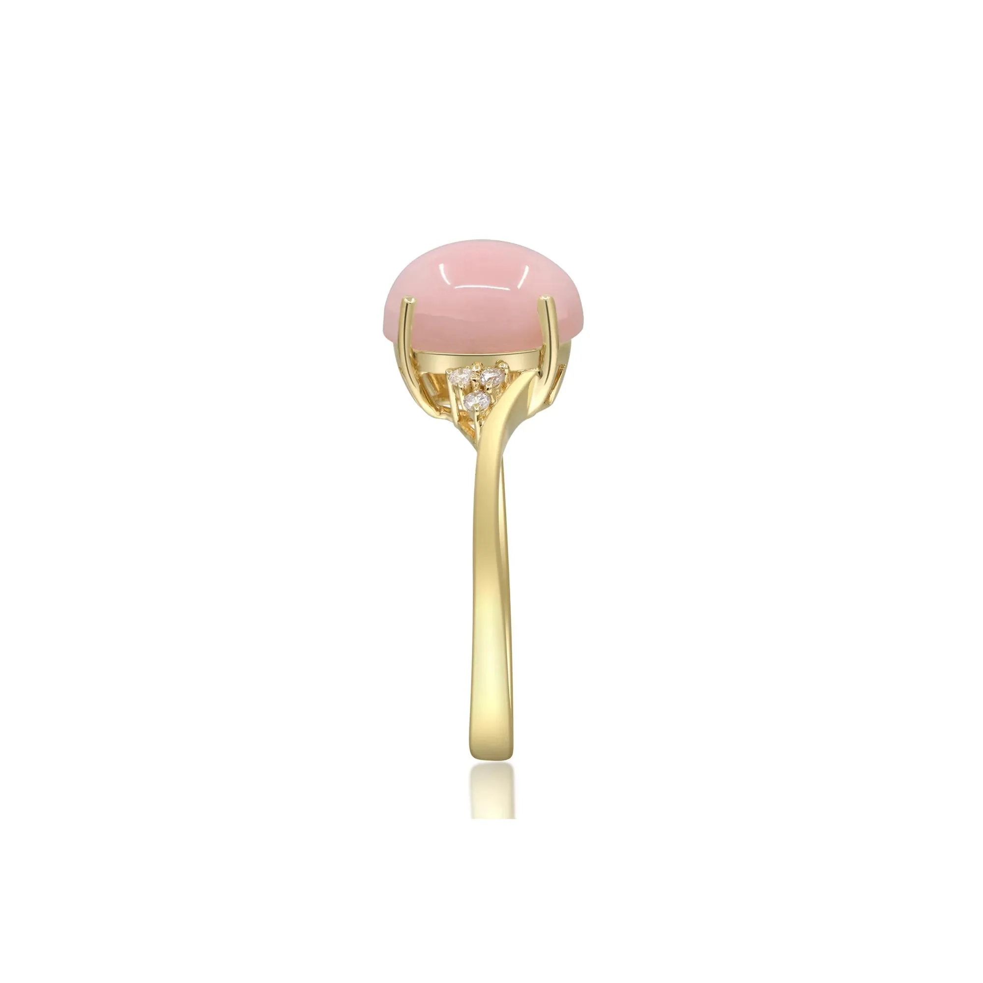 Pink Opal and Diamond Accent Ring 10K Yellow Gold Size 8.5 2mm - Image 3