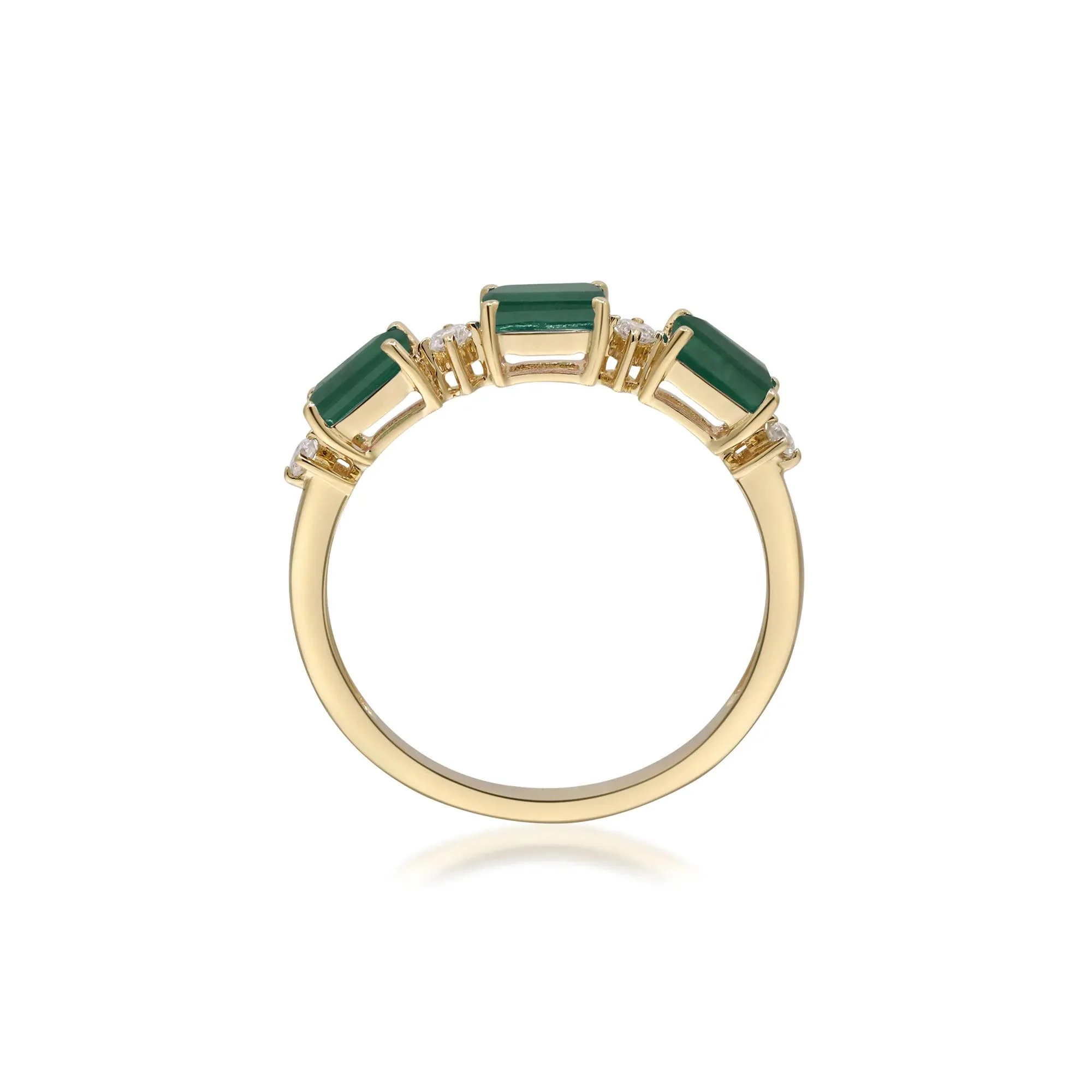 Emerald and Diamond Accent Ring 10K Yellow Gold Size 7 2mm - Image 2