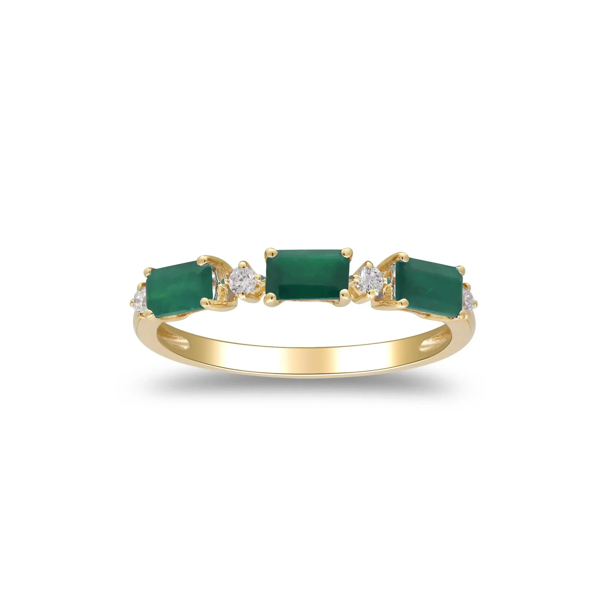 Emerald and Diamond Accent Ring 10K Yellow Gold Size 7.5 2mm - Image 5