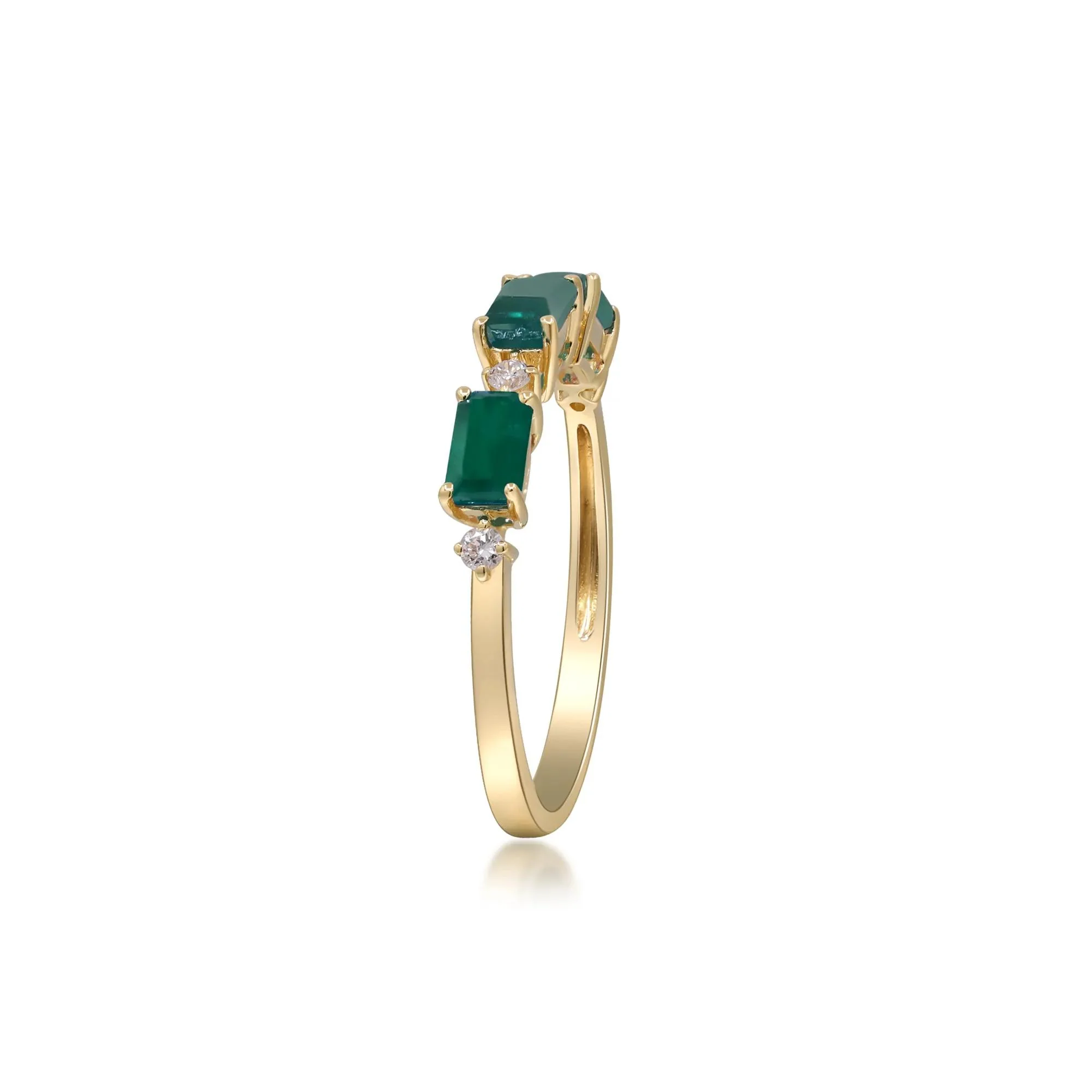 Emerald and Diamond Accent Ring 10K Yellow Gold Size 8 2mm - Image 3