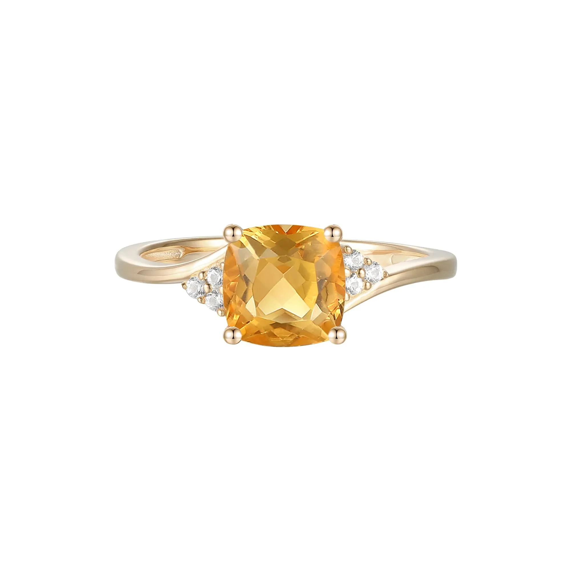 Citrine and Diamond Accent Ring 10K Yellow Gold Size 8 1mm - Image 3