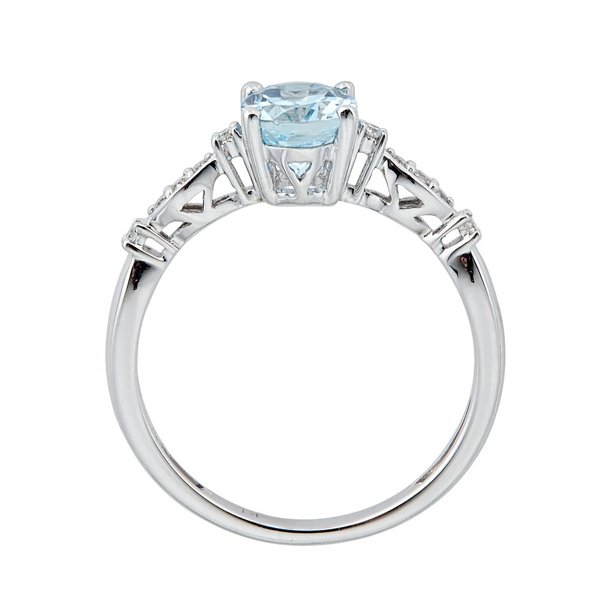 Aquamarine and Diamond Accent Ring 10K White Gold Size 9 2mm - Image 2