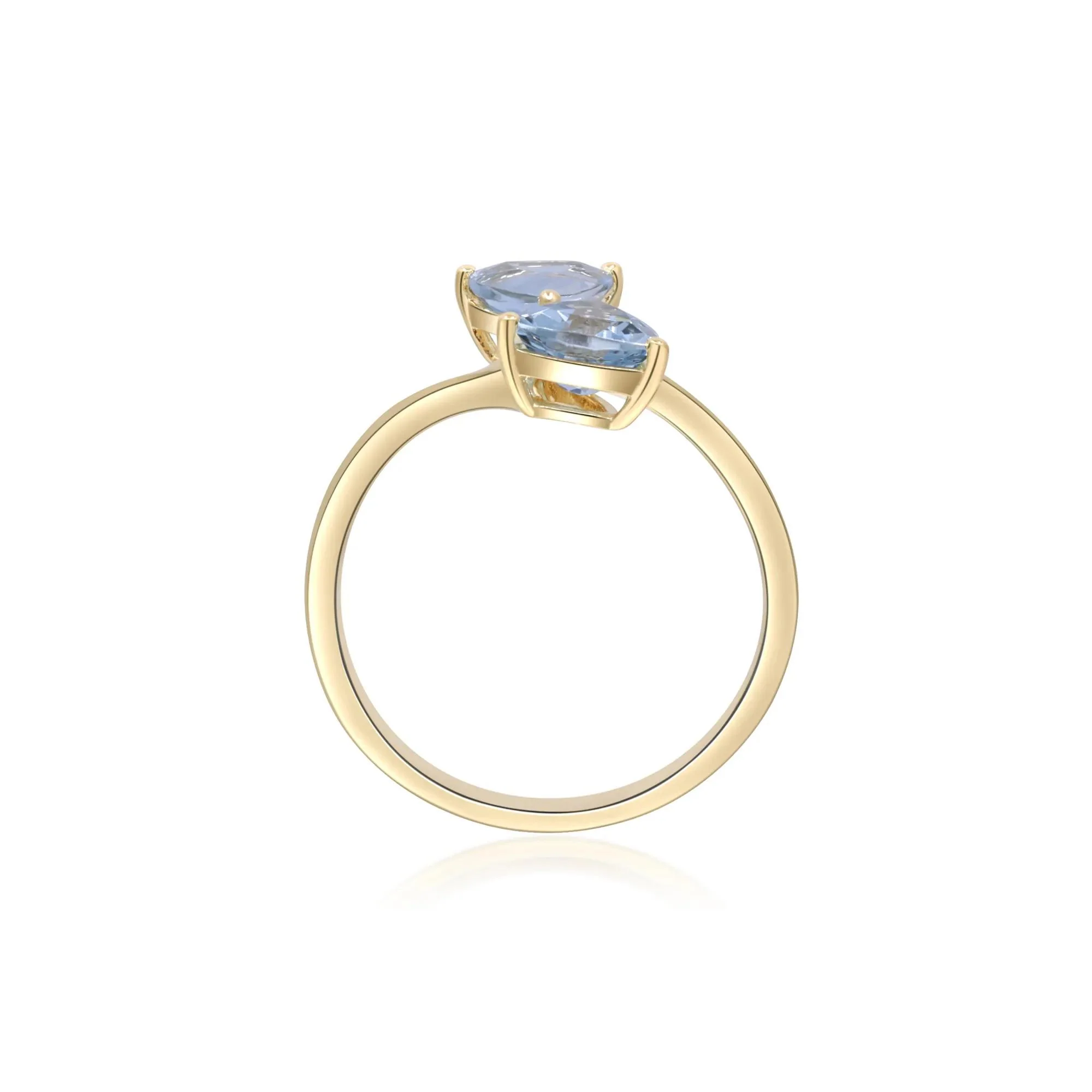 Aquamarine and Diamond Accent Bypass Ring 10K Yellow Gold Size 7.5 2mm - Image 2