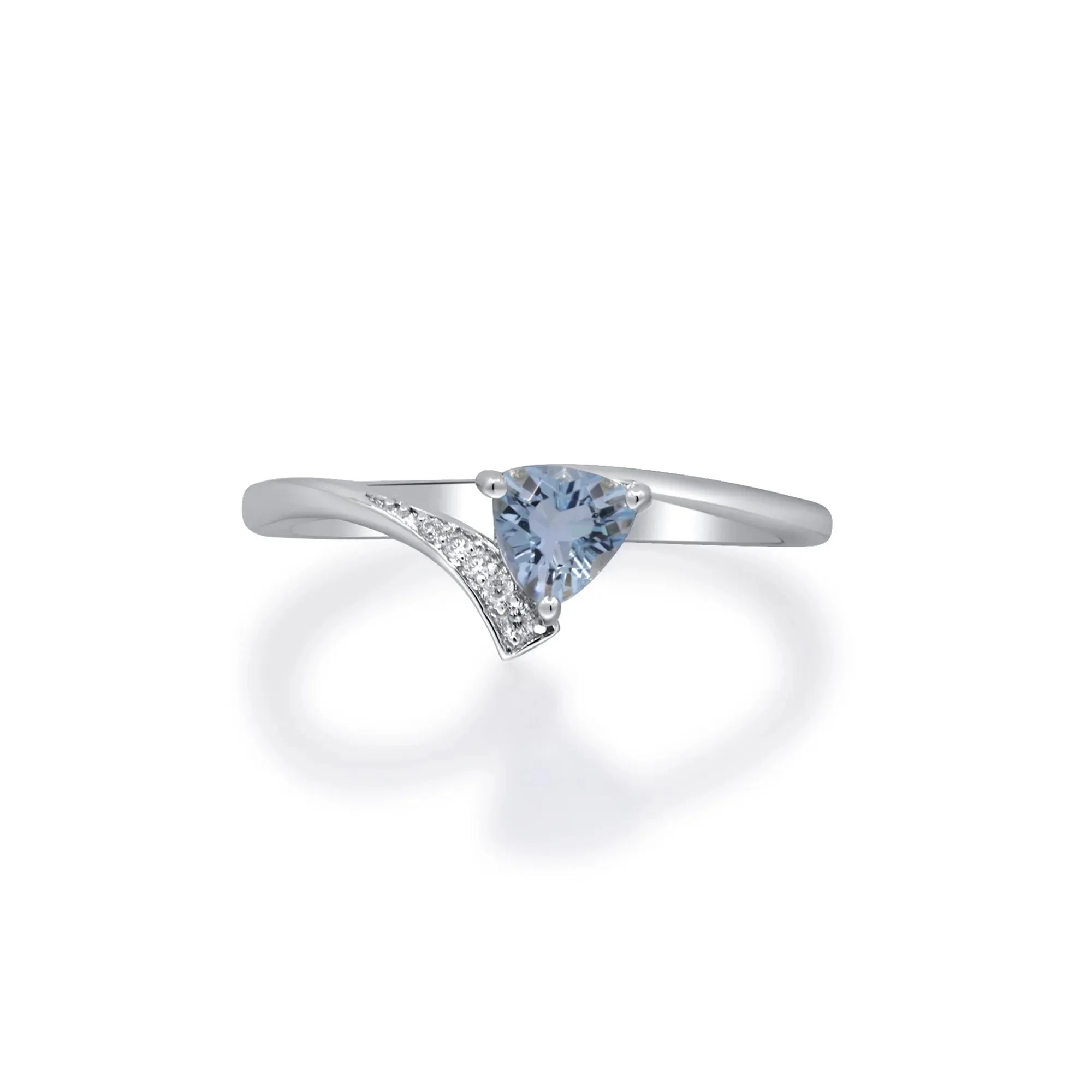 Aquamarine and Diamond Accent Bypass Ring .925 Sterling Silver White Size 7 2mm - Image 4