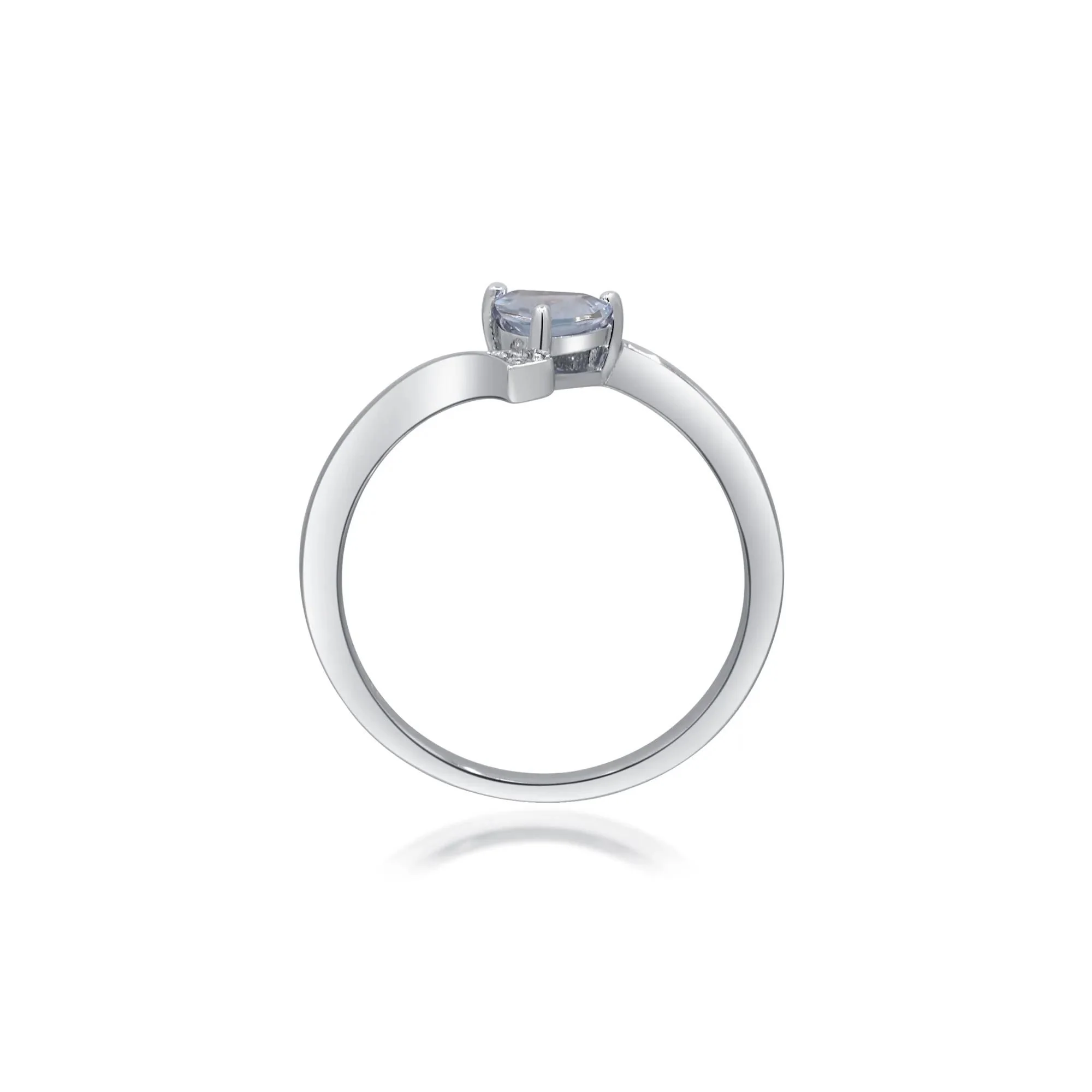 Aquamarine and Diamond Accent Bypass Ring .925 Sterling Silver White Size 7.5 2mm - Image 2