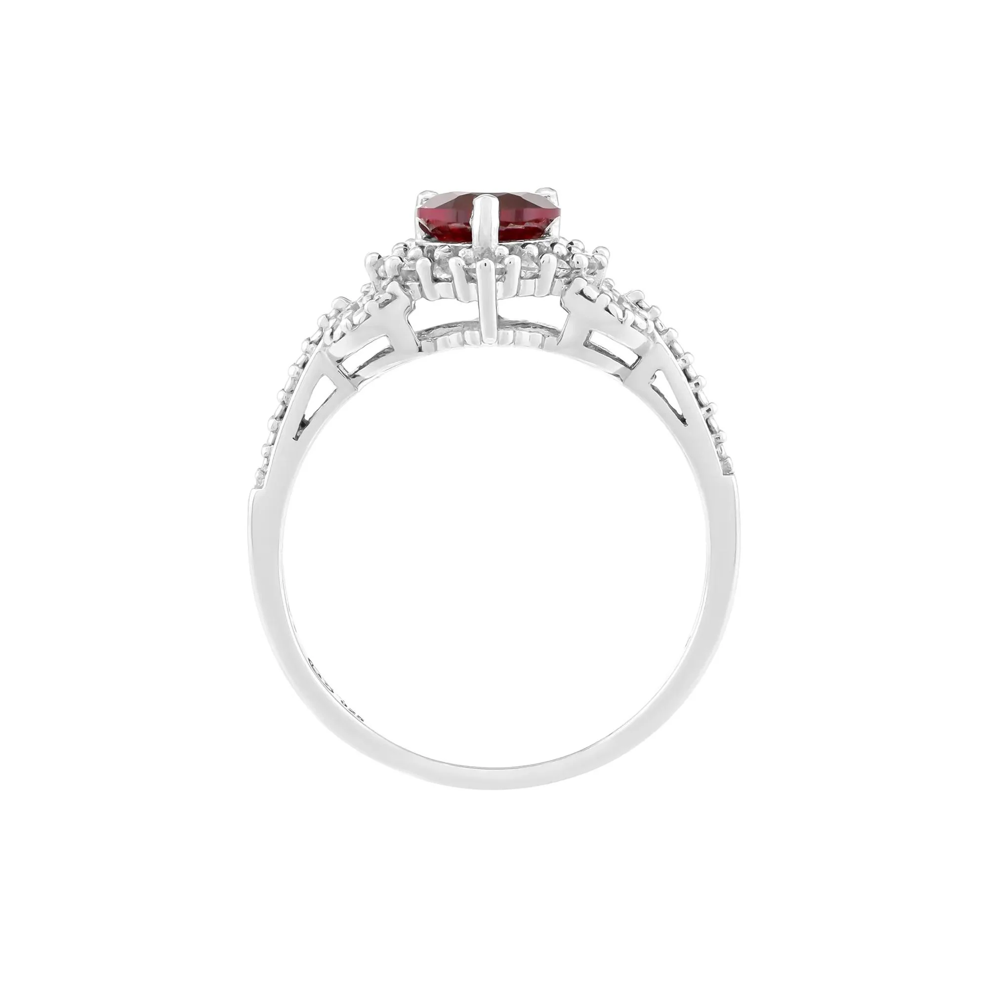 Lab-Created Ruby and Lab-Created White Sapphire Heart Ring .925 Sterling Silver Size 7 2.5mm - Image 2