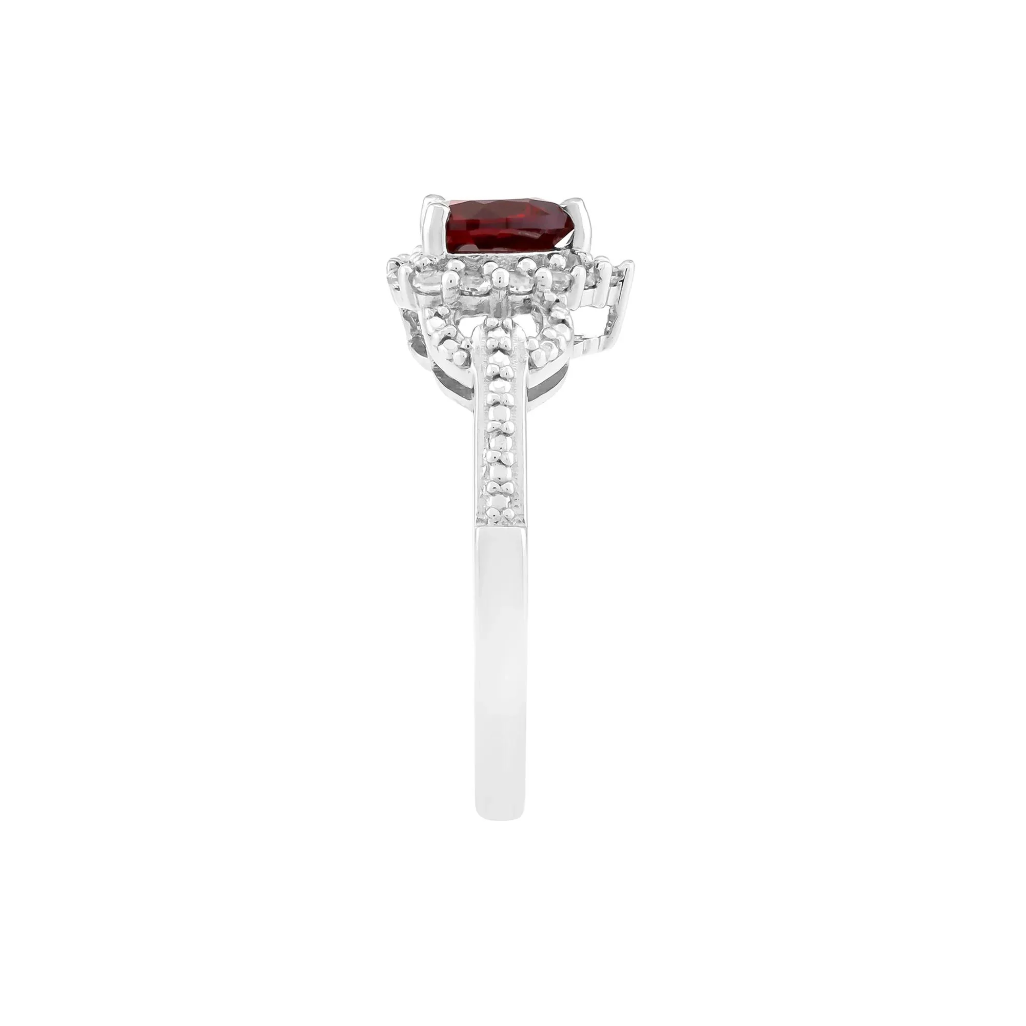Lab-Created Ruby and Lab-Created White Sapphire Heart Ring .925 Sterling Silver Size 7 2.5mm - Image 3
