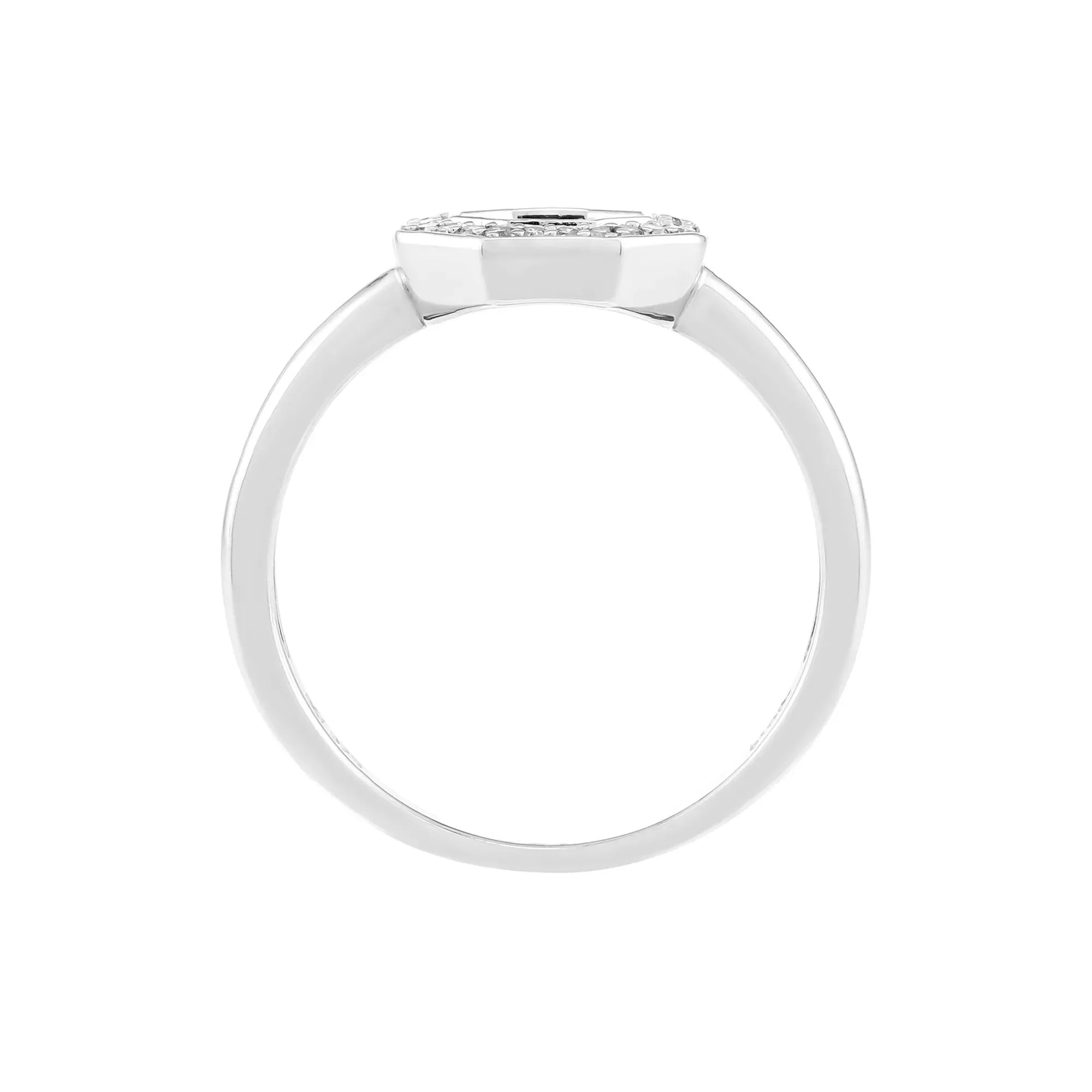 1/10 CT. Tw. Diamond Open Octagon Ring .925 Sterling Silver White Size 7 2.5mm - Image 2