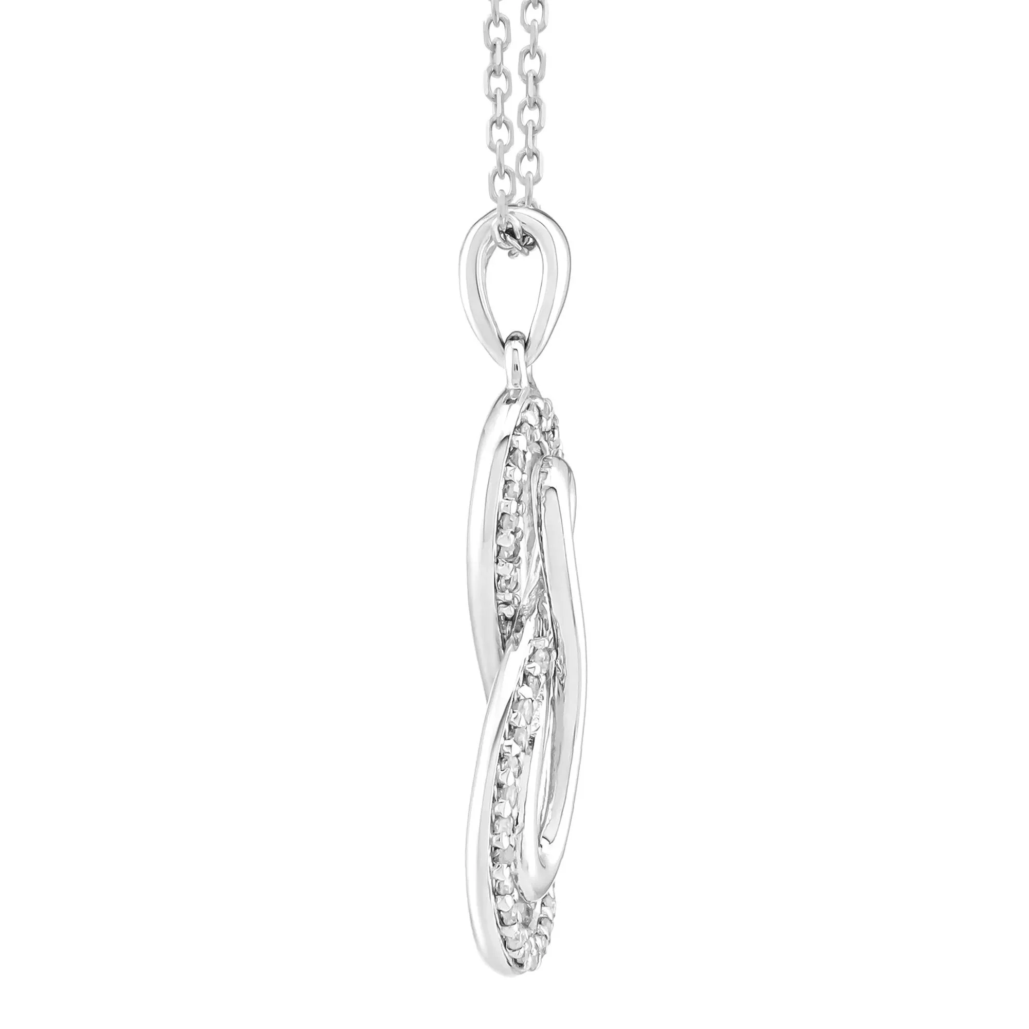 1/7 CT. Tw. Diamond Infinity Pendant Necklace .925 Sterling Silver White Size 18" - Image 2