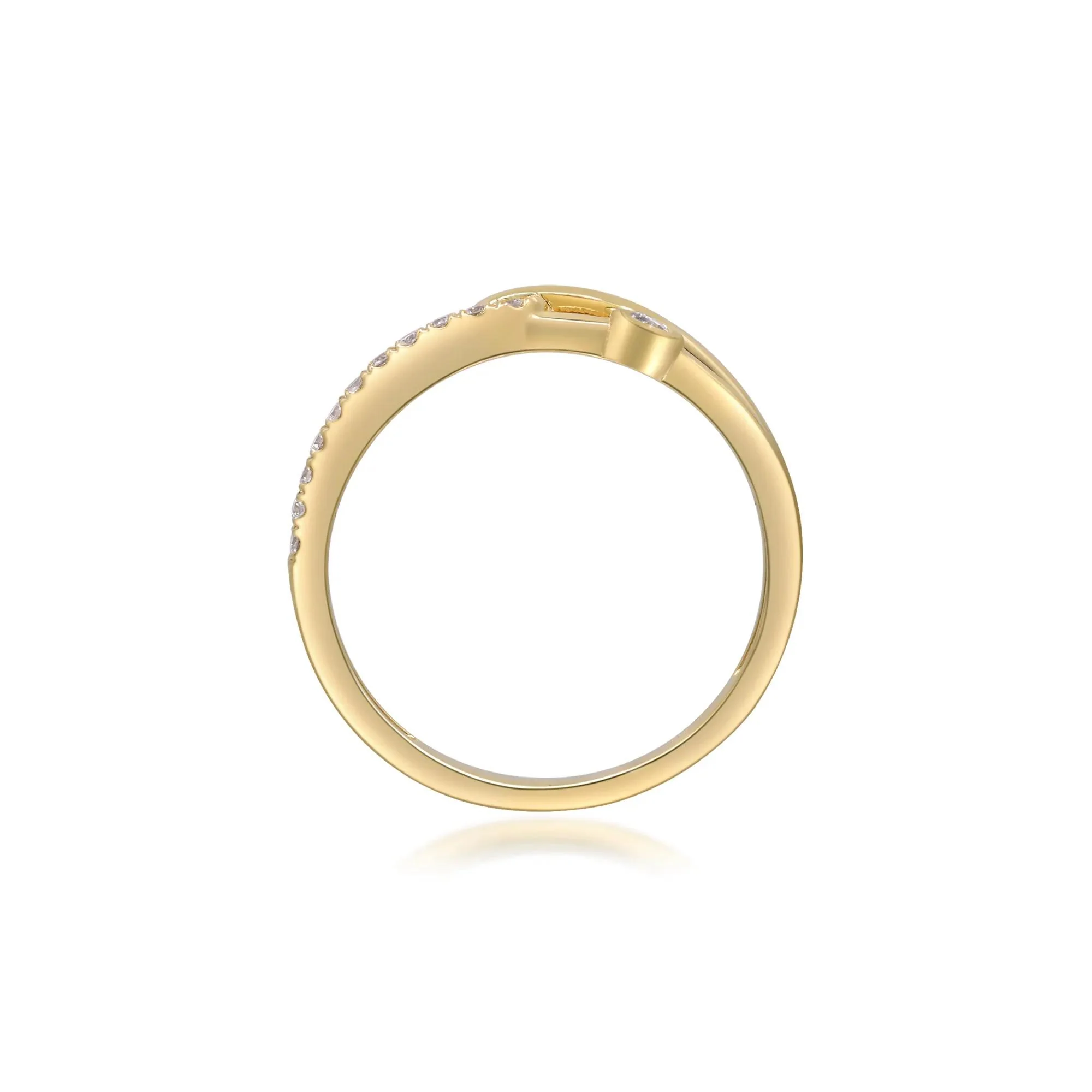 1/5 CT. Tw. Diamond Interlocking Ring 10K Yellow Gold Size 6 2mm - Image 5