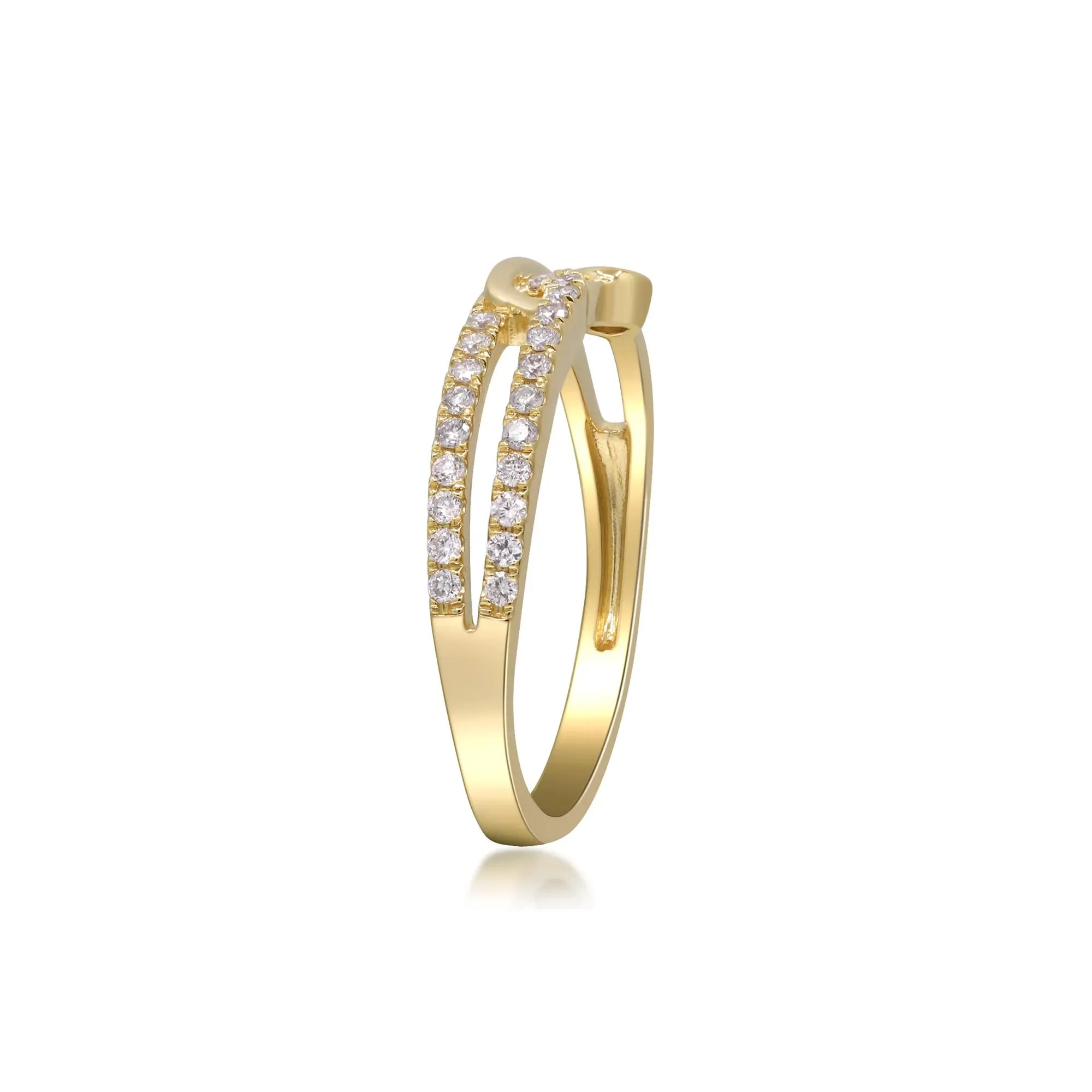 1/5 CT. Tw. Diamond Interlocking Ring 10K Yellow Gold Size 8.5 2mm - Image 4