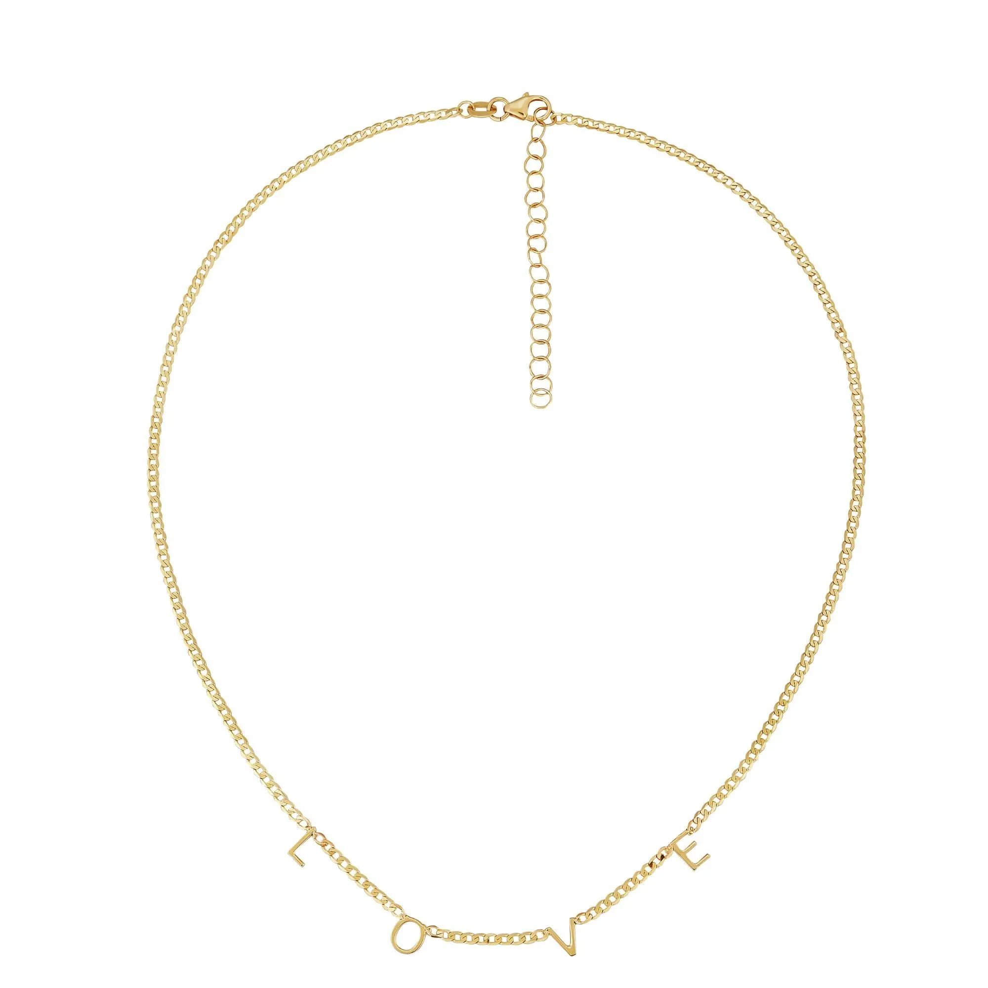 Love Curb Chain Necklace 10K Yellow Gold Size 16" - Image 2