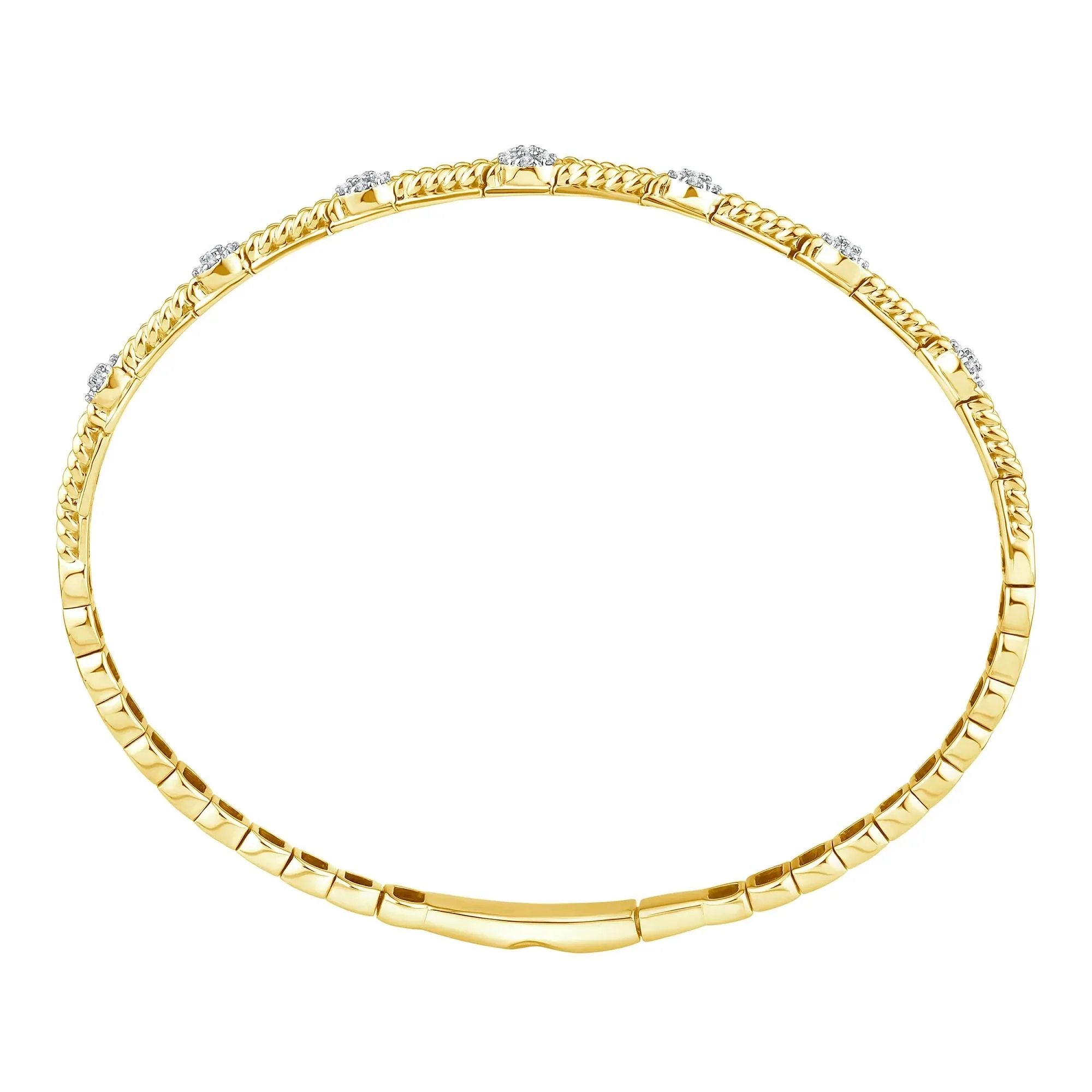 1/3 CT. Tw. Dimond Flexible Bangle Bracelet 10K Yellow Gold Size 3.00mm - Image 3