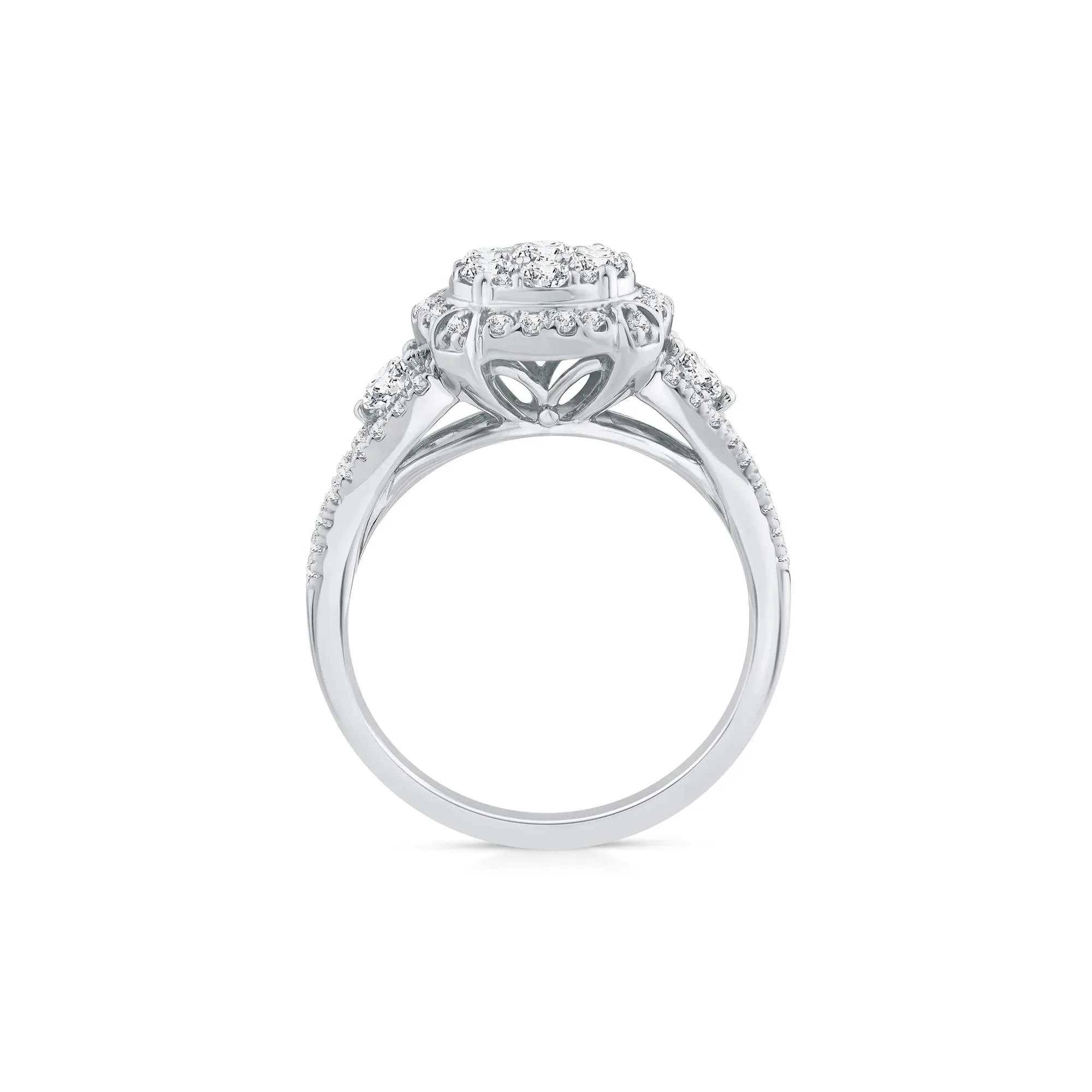 1 CT. Tw. Diamond Composite Engagement Ring 10K White Gold Round Brilliant Cut Size 7 1mm - Image 2