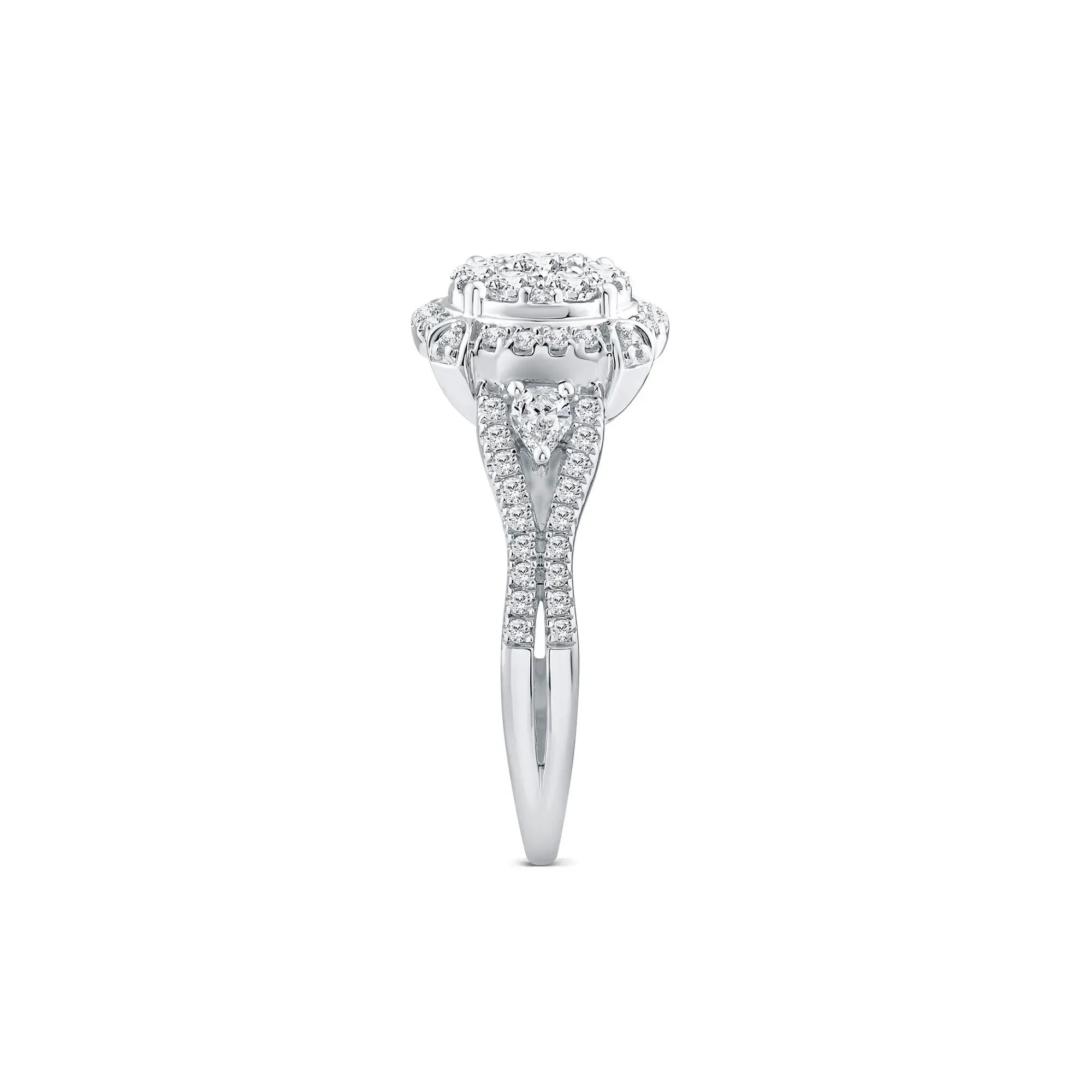 1 CT. Tw. Diamond Composite Engagement Ring 10K White Gold Round Brilliant Cut Size 7 1mm - Image 3