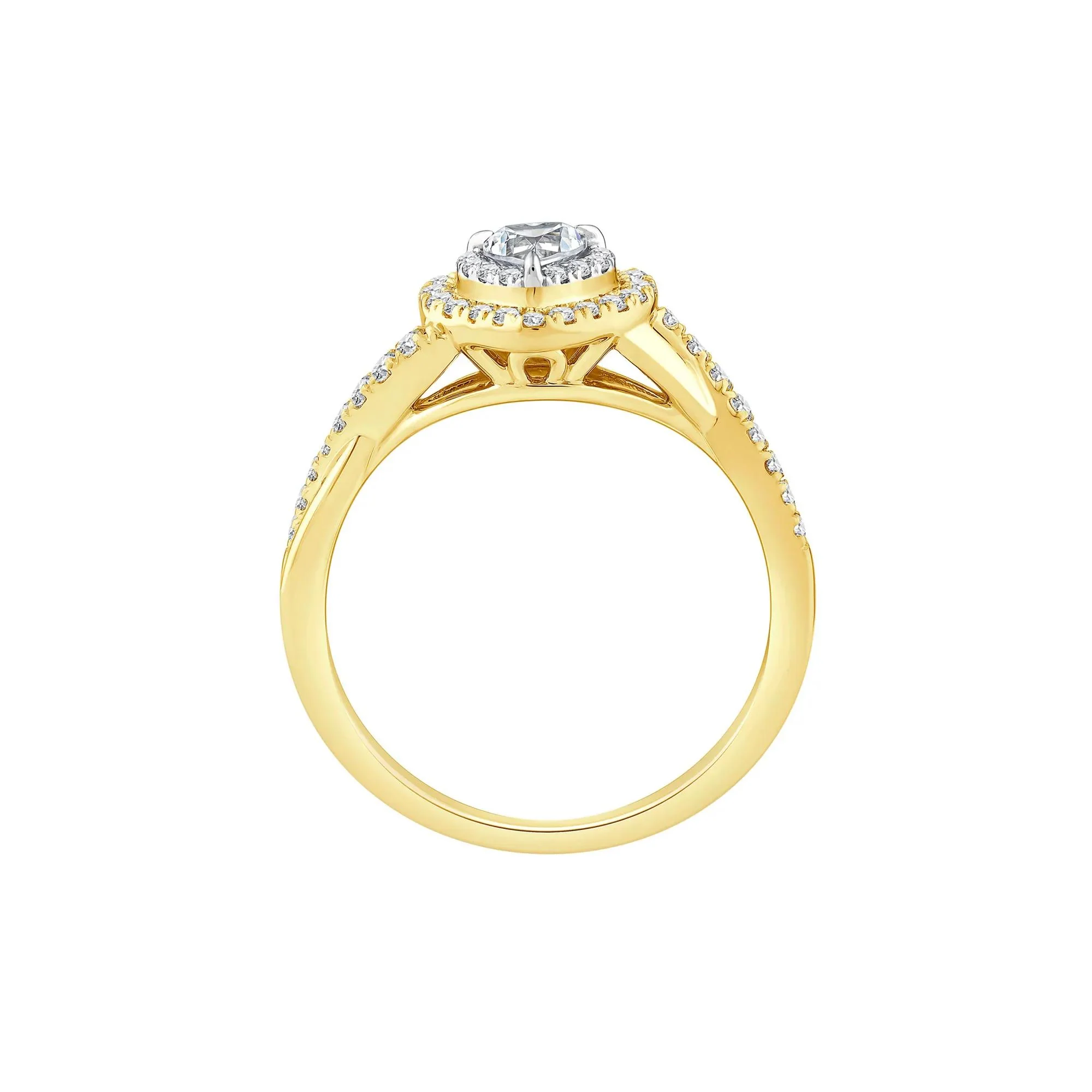 5/8 CT. Tw. Diamond Heart-Shaped Engagement Ring 14K Yellow Gold Round Brilliant Cut Size 7 1mm - Image 2