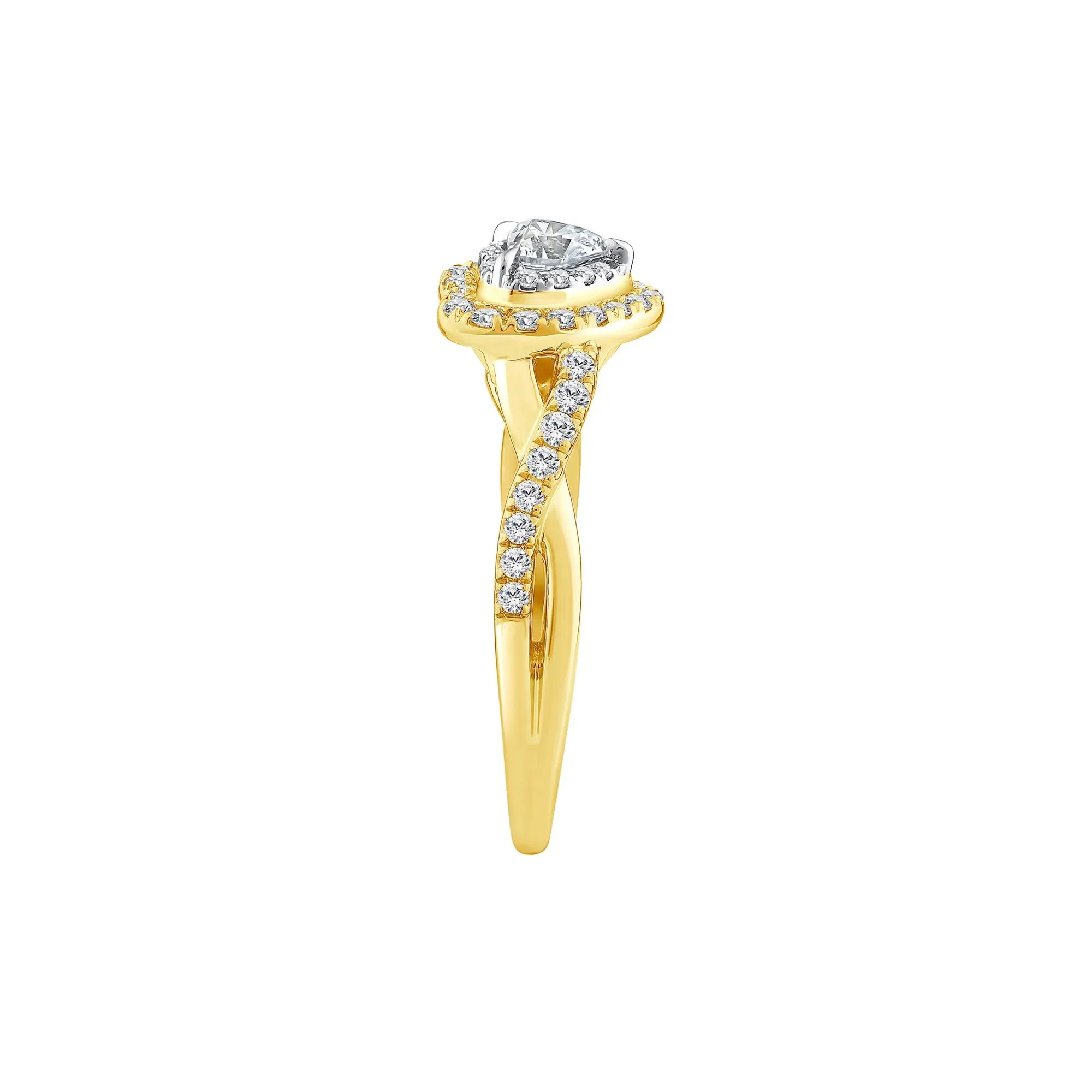 5/8 CT. Tw. Diamond Heart-Shaped Engagement Ring 14K Yellow Gold Round Brilliant Cut Size 7 1mm - Image 3