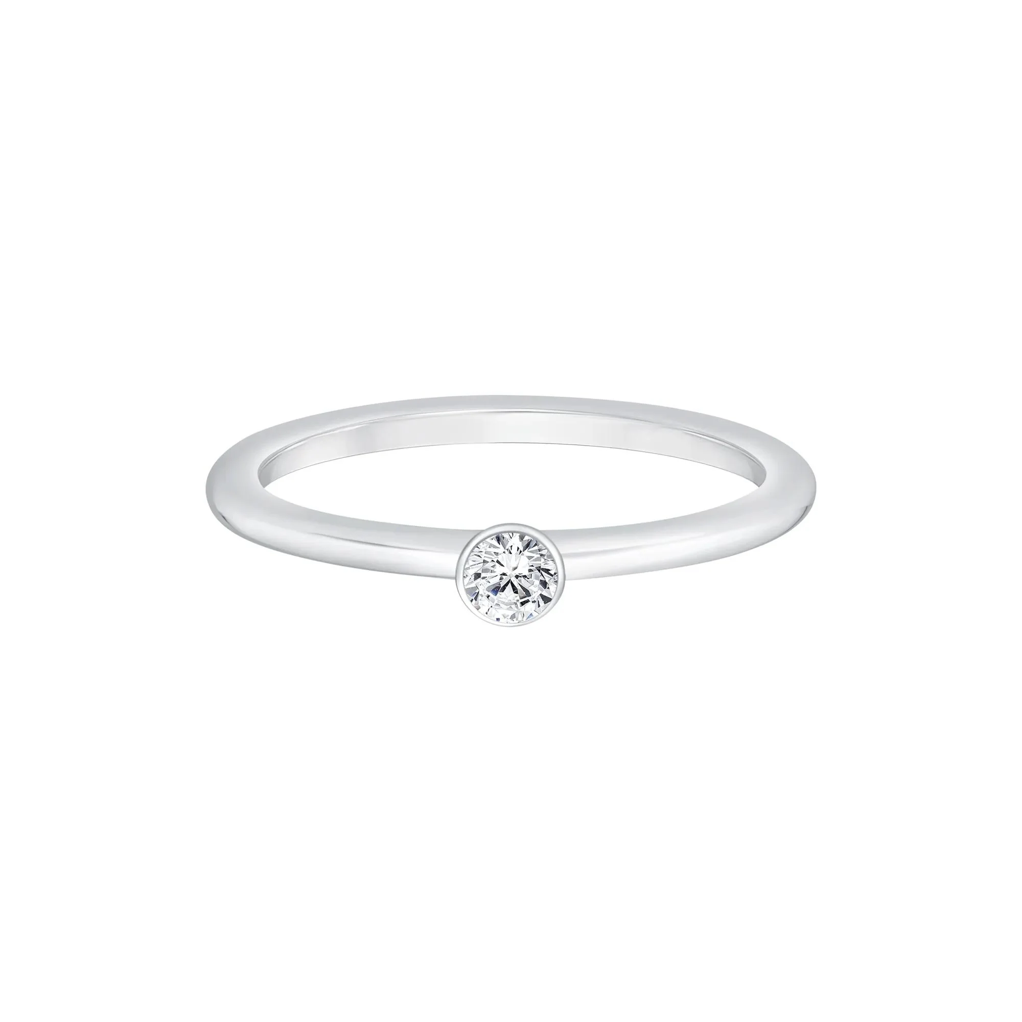 1/10 CT. Tw. Diamond Ring 10K White Gold Round Brilliant Cut Size 7 1mm