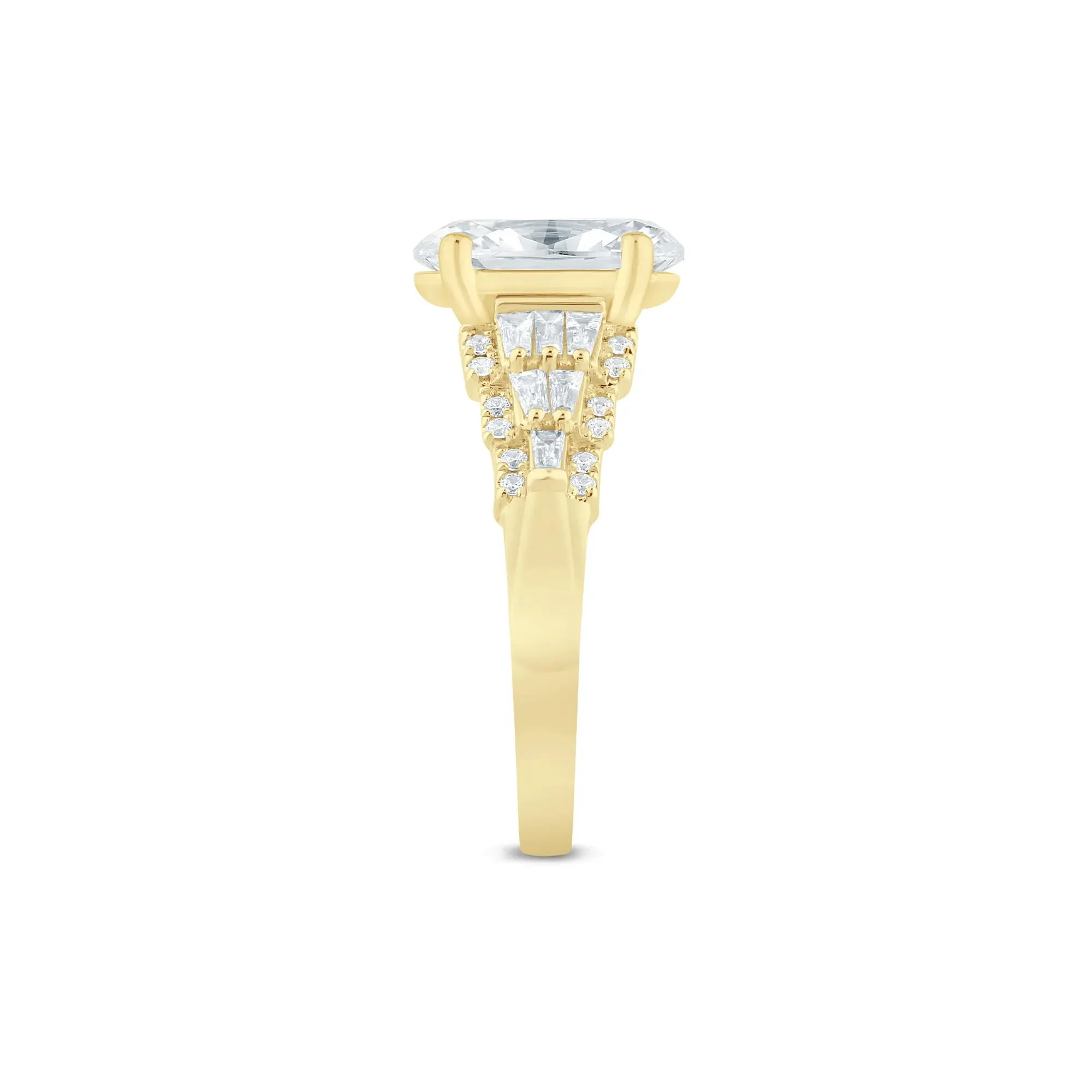 12 CT. Tw. Lab Grown Diamond Oval Engagement Ring 14K Yellow Gold (3 /) Size 8.5 2mm - Image 3