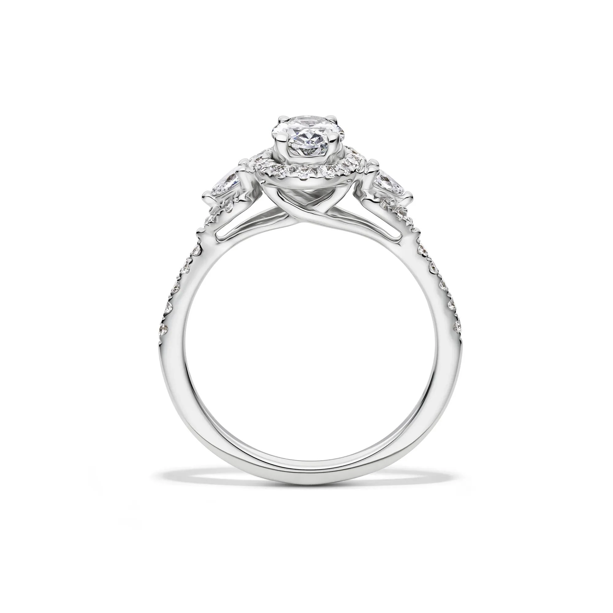 1 CT. Tw. Lab Grown Diamond Oval Engagement Ring 14K White Gold Round Brilliant Cut Size 1.0 1.5mm - Image 2