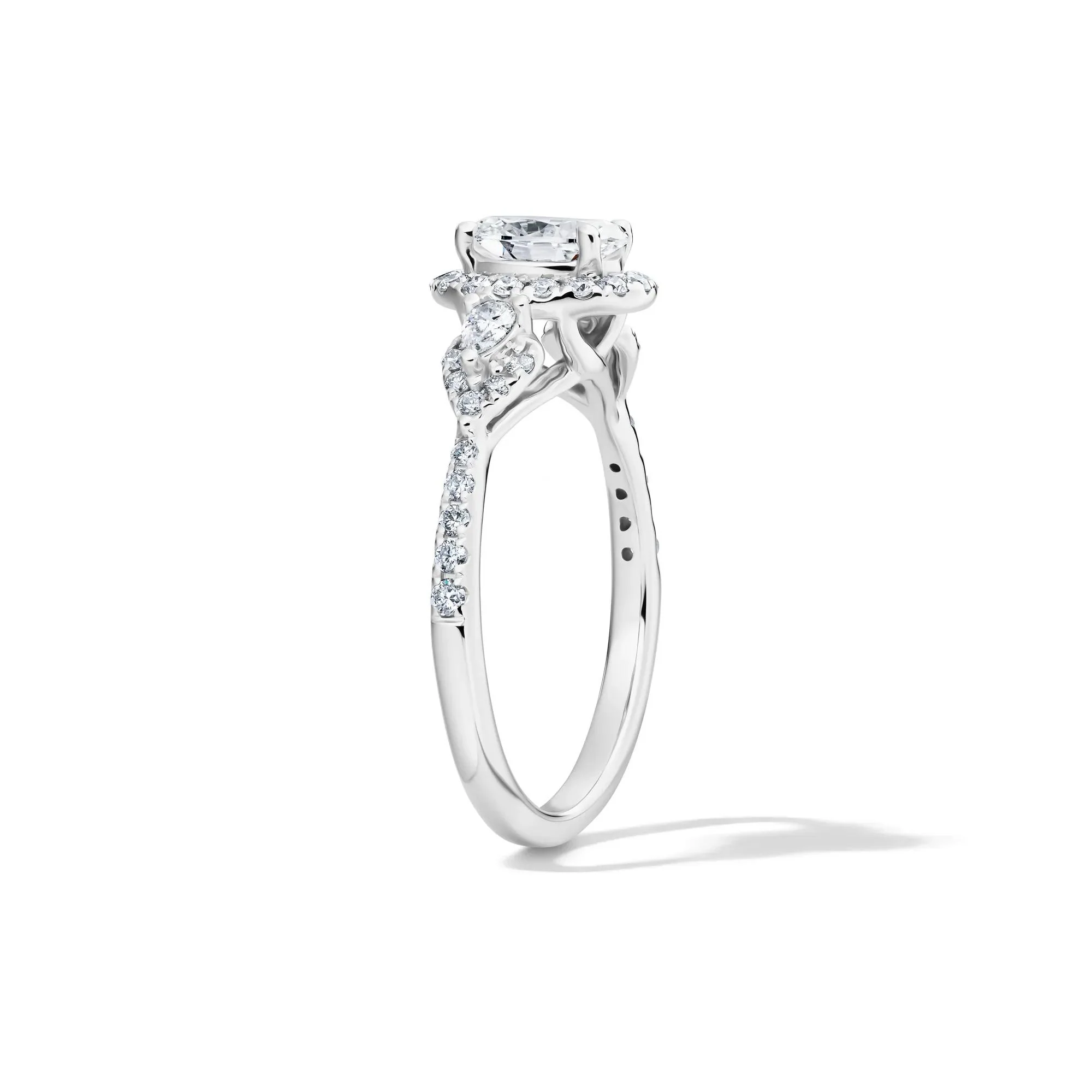 1 CT. Tw. Lab Grown Diamond Oval Engagement Ring 14K White Gold Round Brilliant Cut Size 1.0 1.5mm - Image 3