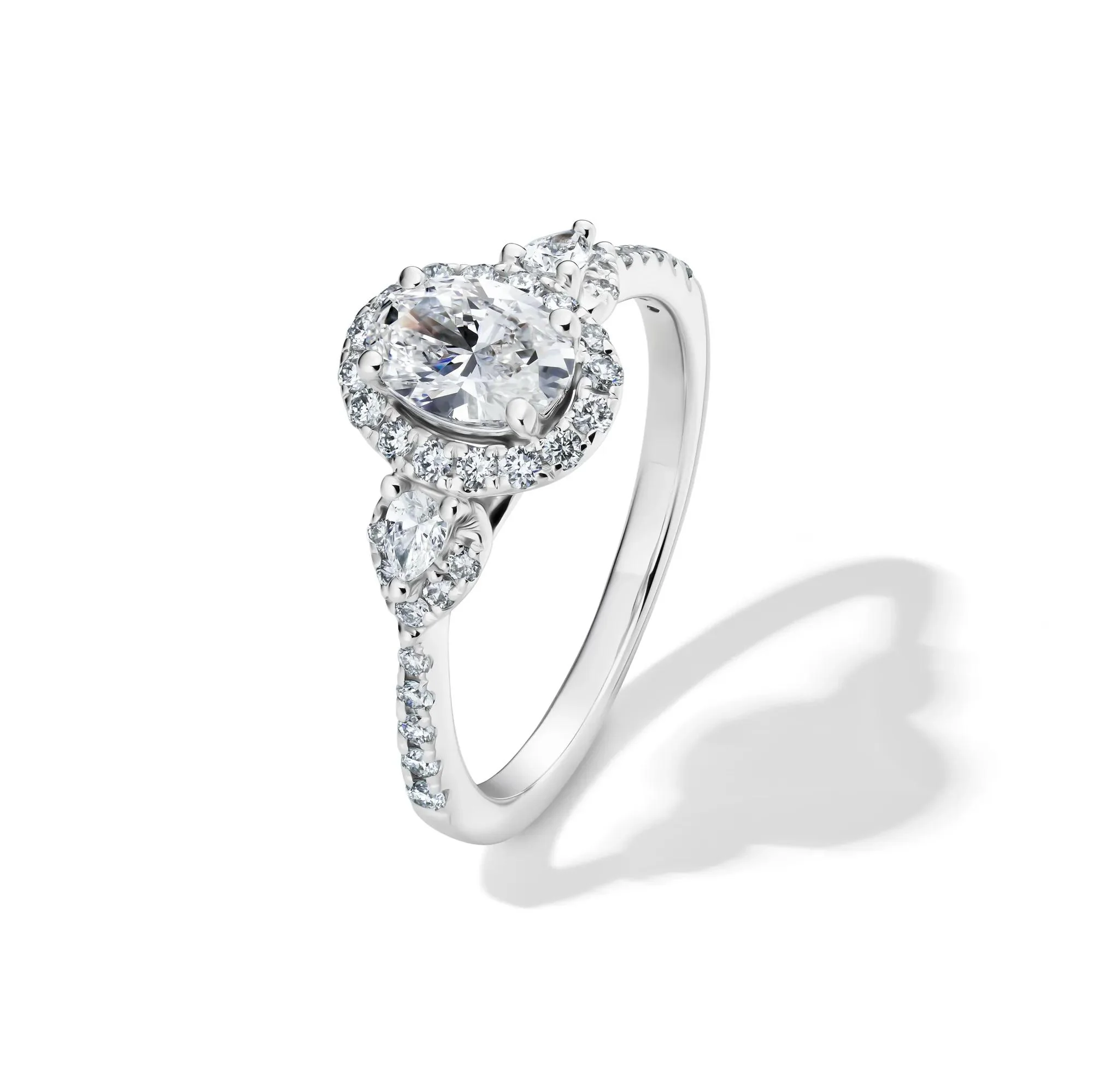 1 CT. Tw. Lab Grown Diamond Oval Engagement Ring 14K White Gold Round Brilliant Cut Size 1.0 1.5mm - Image 4