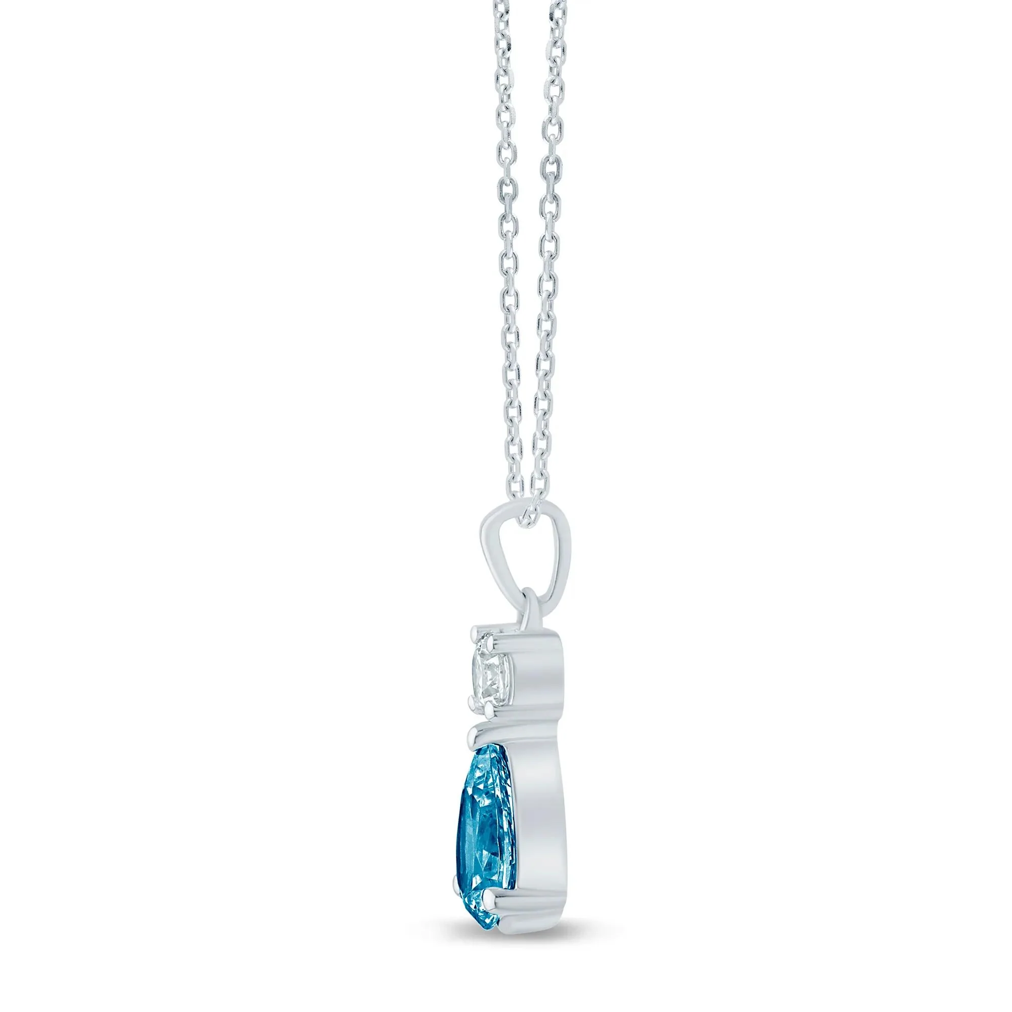 5/8 CT. Tw. Lab Grown Blue and White Diamond Drop Pendant Necklace 14K White Gold Size 18" - Image 2