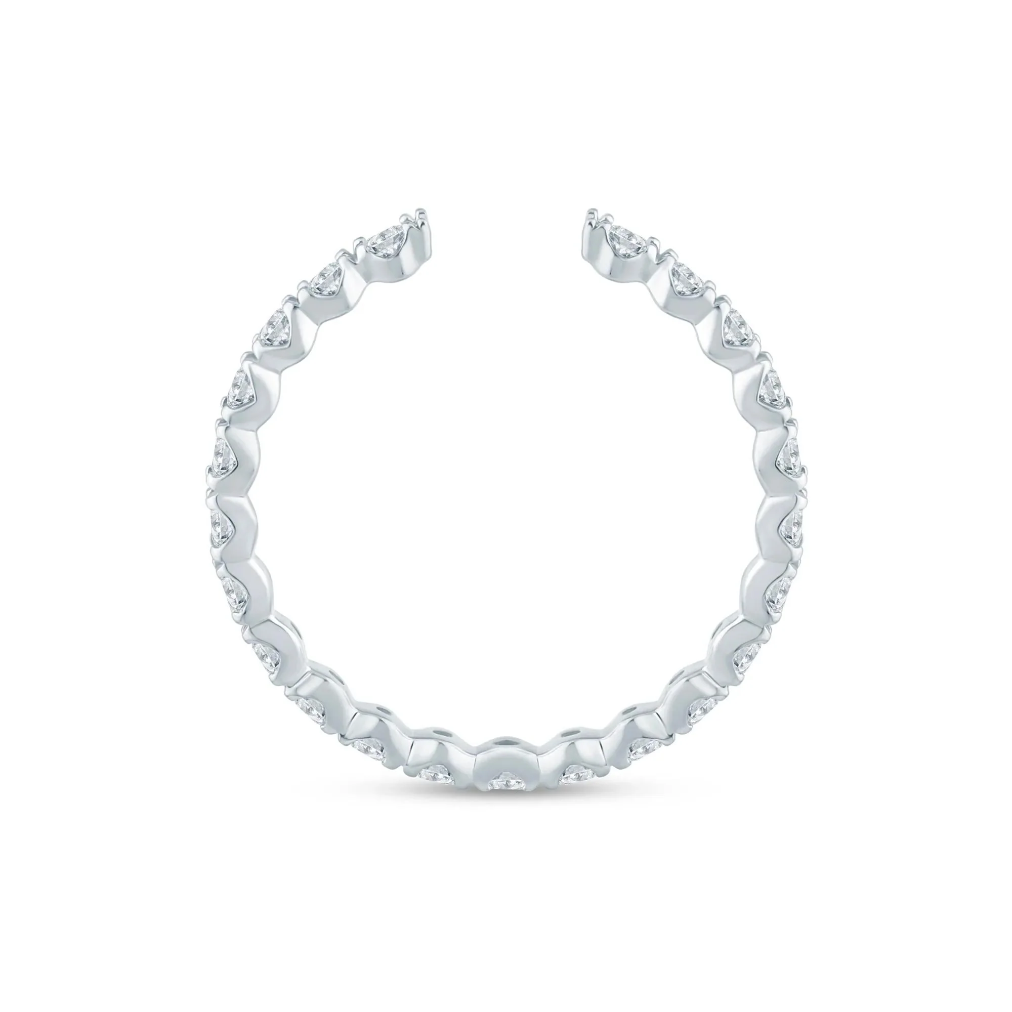 5/8 CT. Tw. Lab Grown Diamond Open Anniversary Band Ring 14K White Gold Round Brilliant Cut Size 6 2mm - Image 2