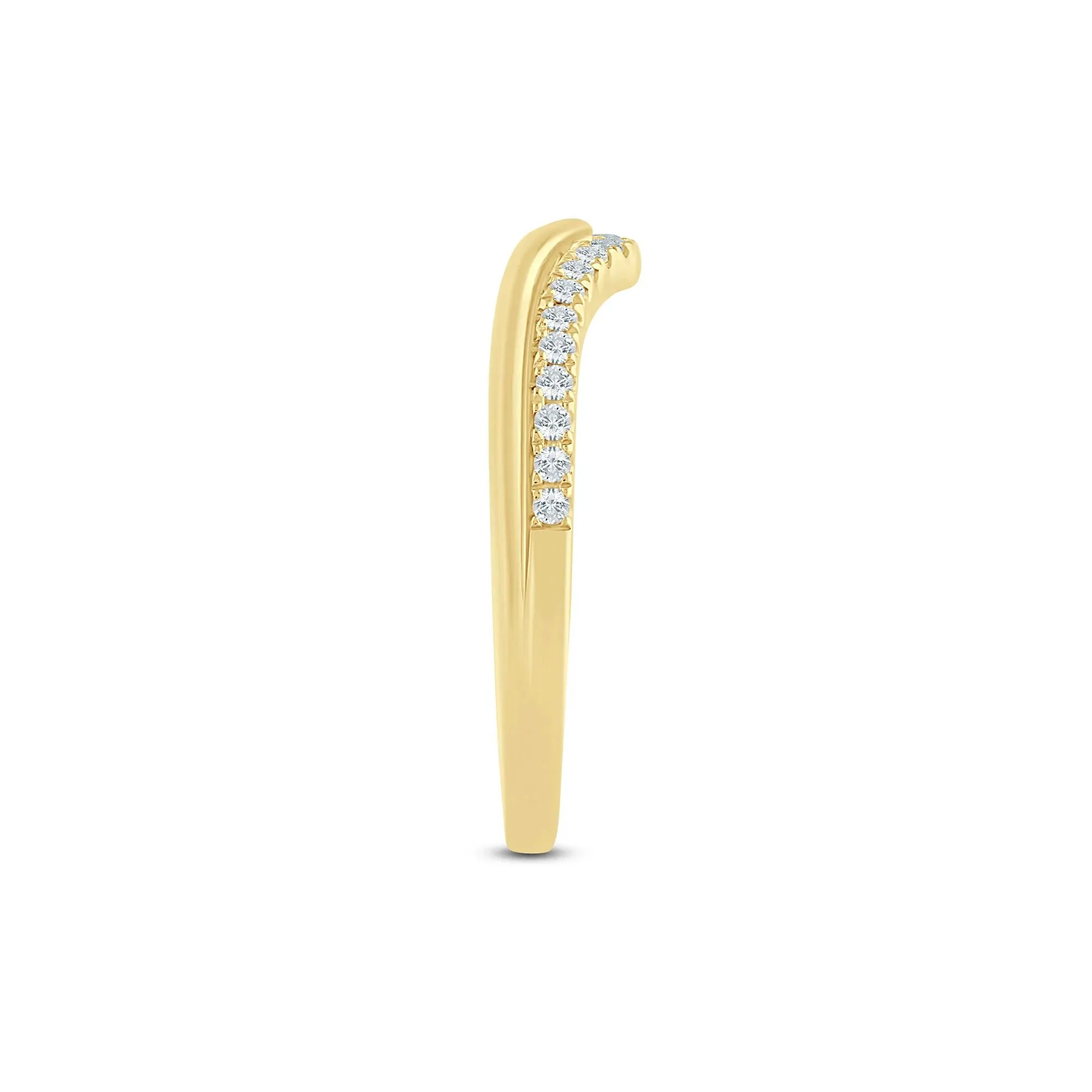 1/7 CT. Tw. Lab Grown Diamond Contour Band Ring 14K Yellow Gold Size 7.5 1.5mm - Image 3