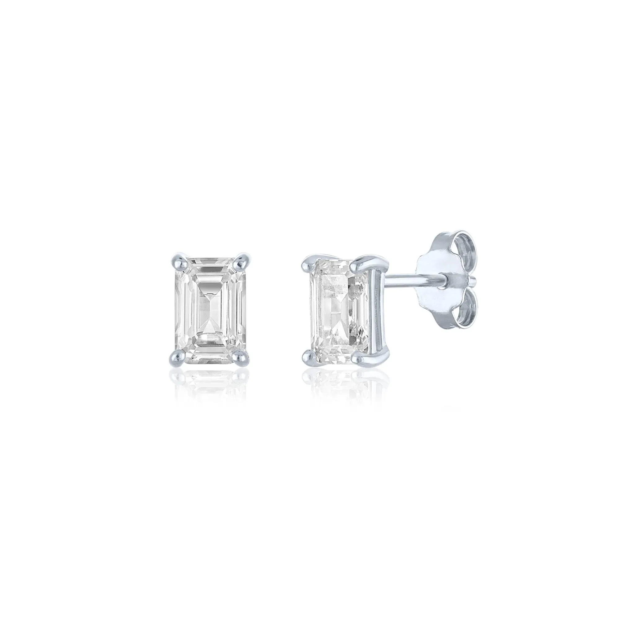 Lab-Created White Sapphire Pendant Necklace and Earring Box Set .925 Sterling Silver Size 18" - Image 2