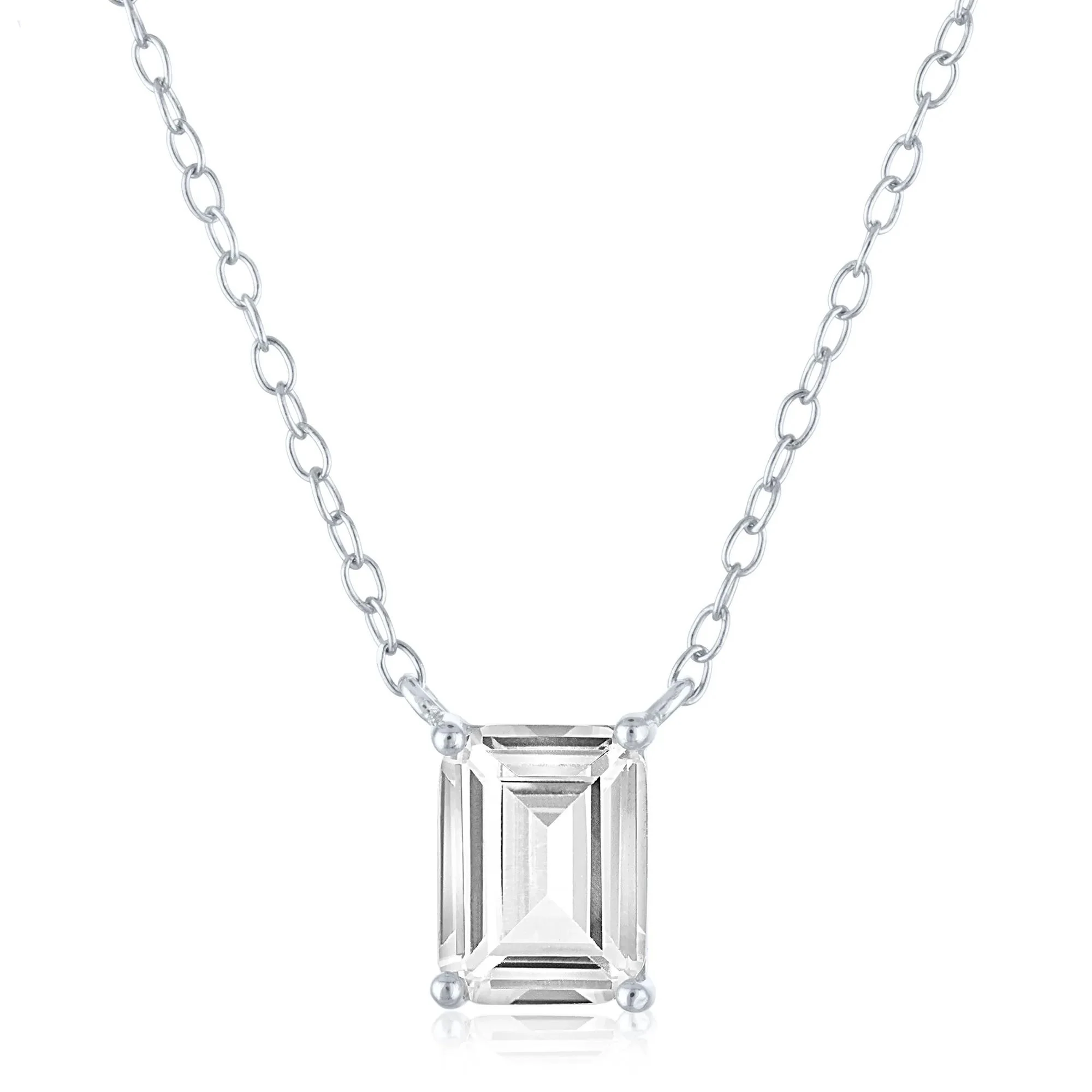 Lab-Created White Sapphire Pendant Necklace and Earring Box Set .925 Sterling Silver Size 18" - Image 3