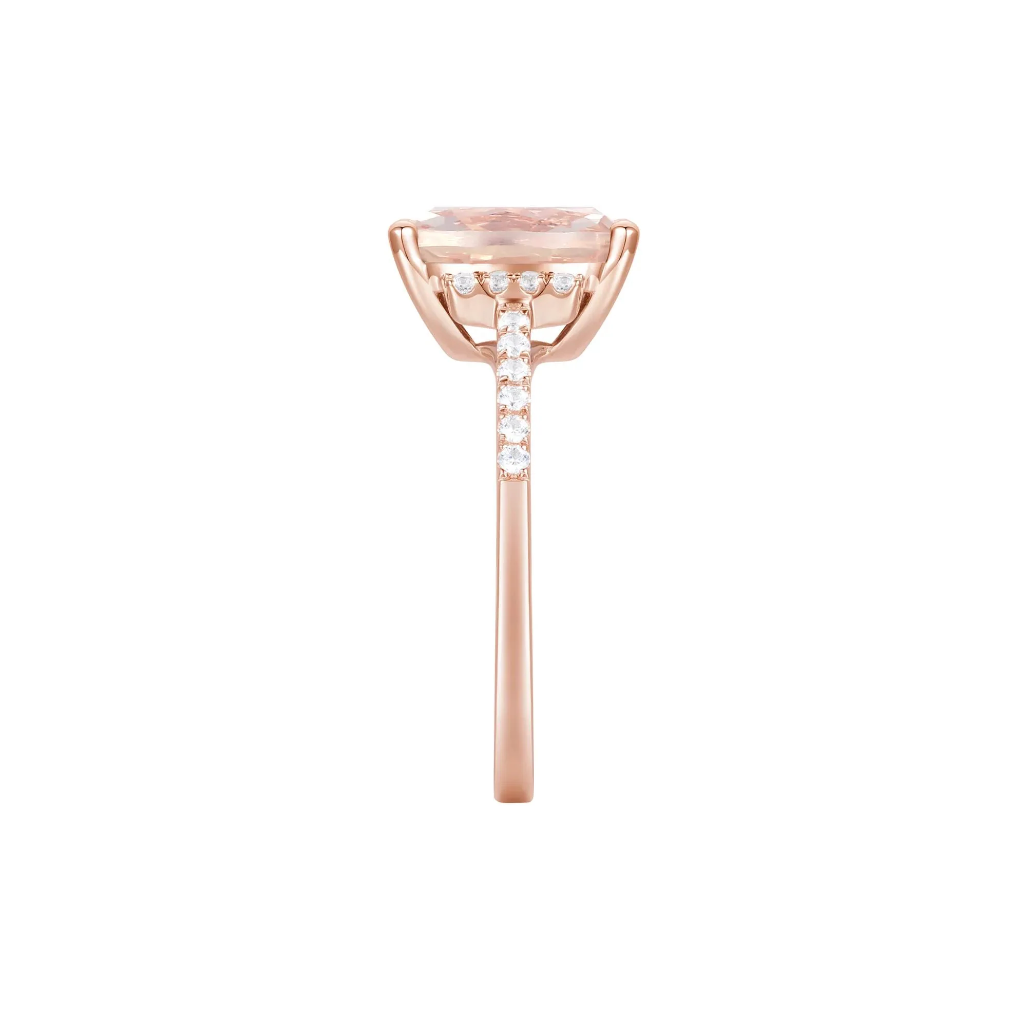 1/7 CT. Tw. Cushion-Cut Morganite and Diamond Ring 10K Rose Gold Round Brilliant Cut Size 5 1mm - Image 3